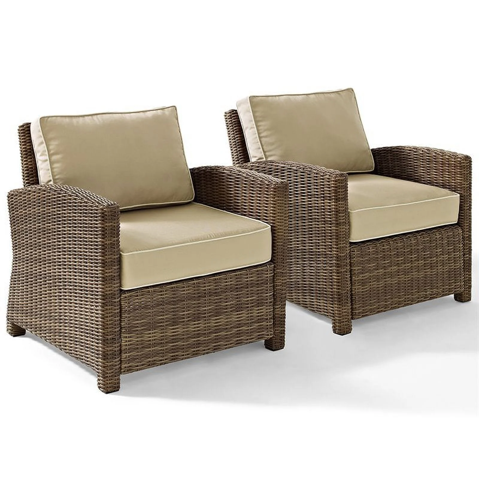 Afuera Living Modern Wicker Patio Chair in Brown and Sand (Set of 2)