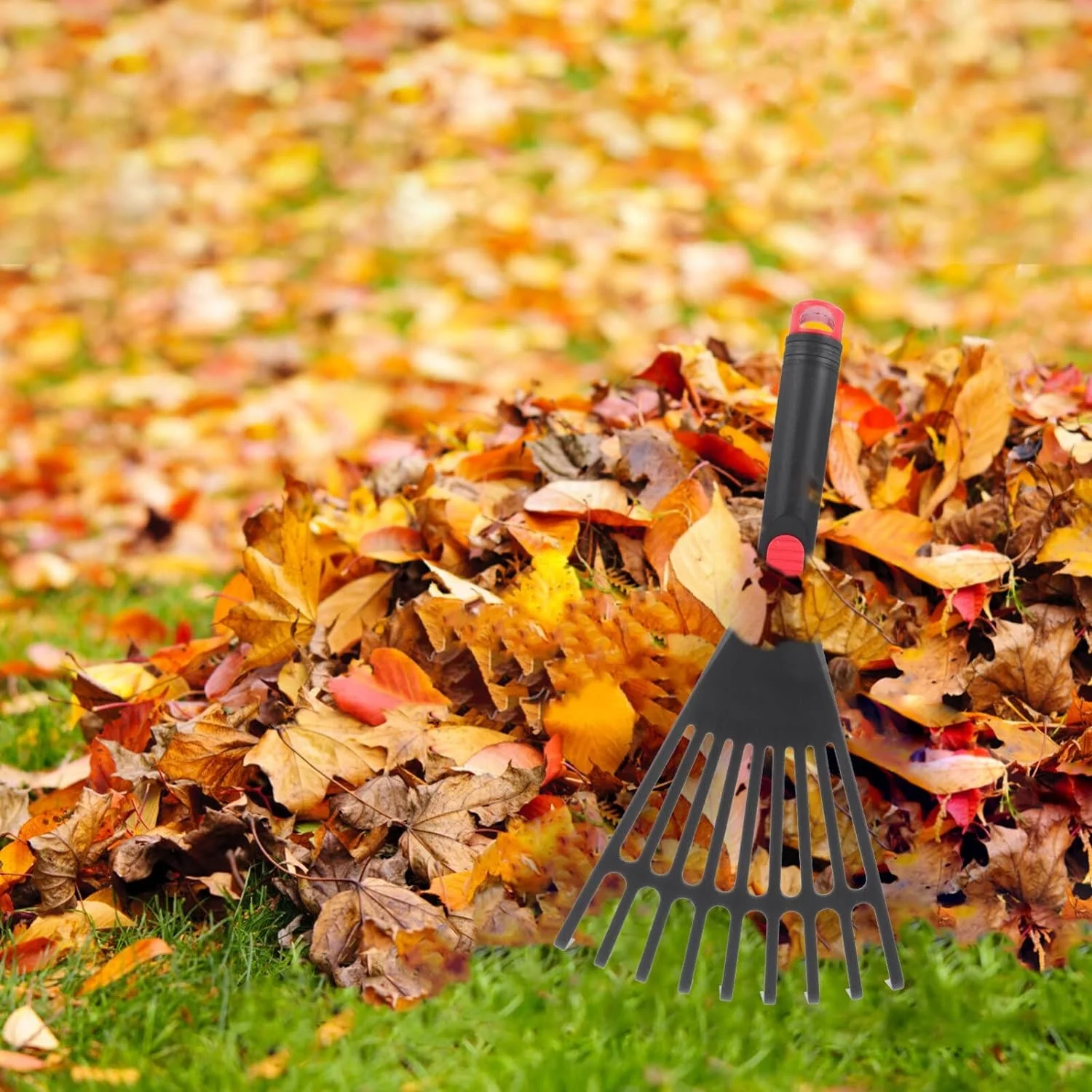 Lawn Rake Head Hand Rake Garden Tool  2PCS Plastic Hand Rake Soil Tiller with Ergonomic Handle  Small Rake for Leaves  Gardening  Cultivating  Loosening Soil & Spreading Mulch