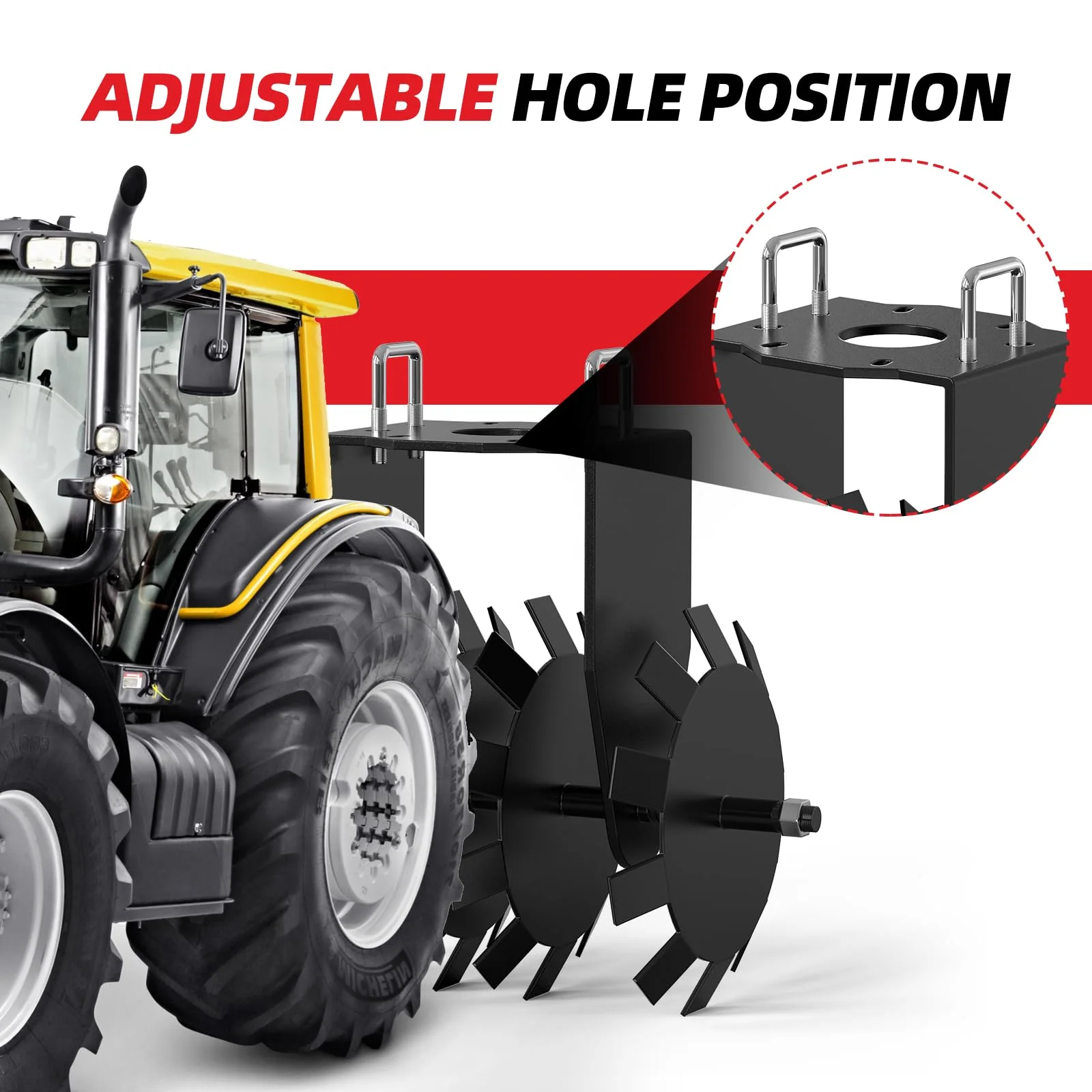 Tropow 3 Point 6ft Notched Disc Harrow Plow Attachment for Cat 1 Tractors, Concave Discs for Tilling, Loosening and Lifting Soil