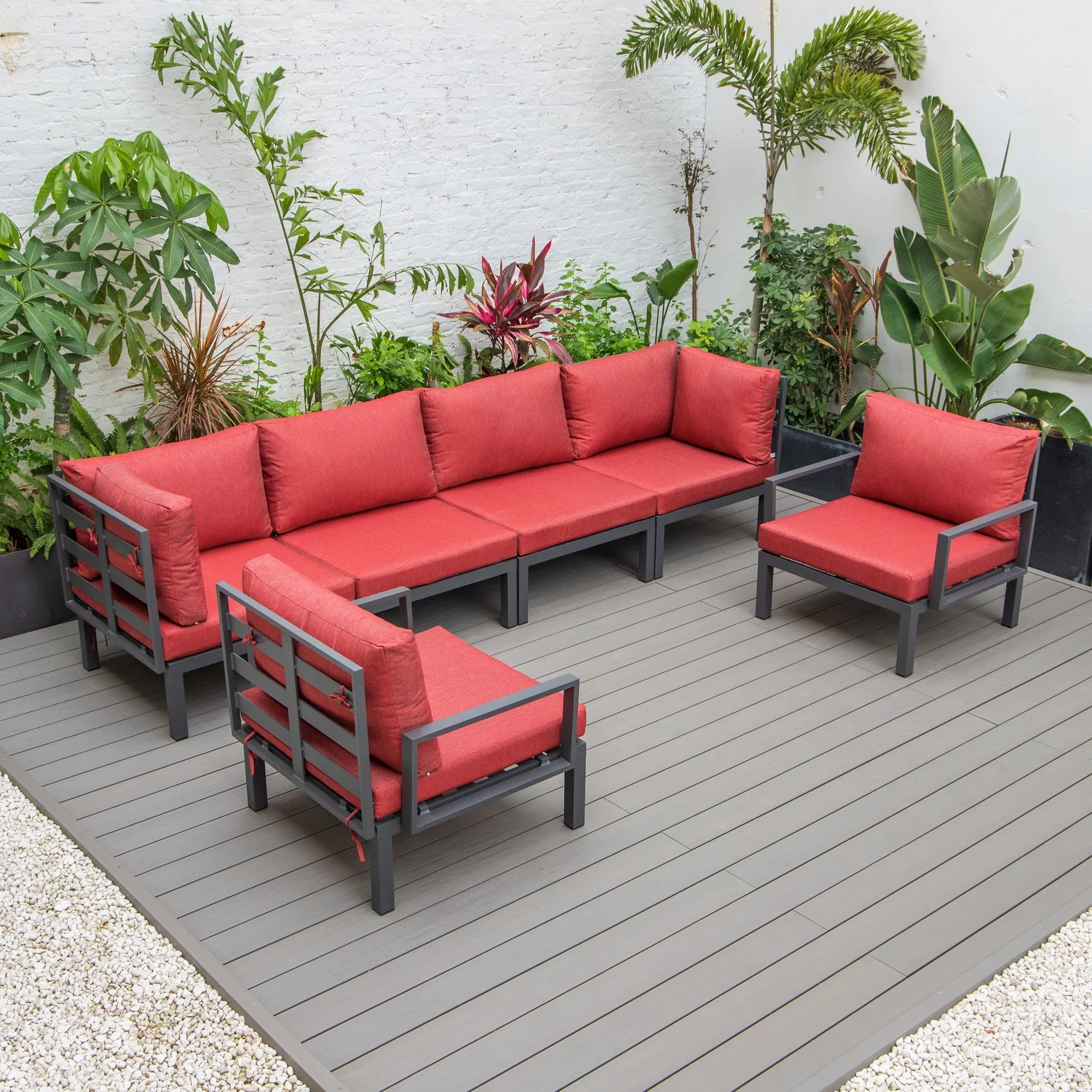 HomeStock Vintage Vogue 6-Piece Aluminum Patio Conversation Set With Cushions