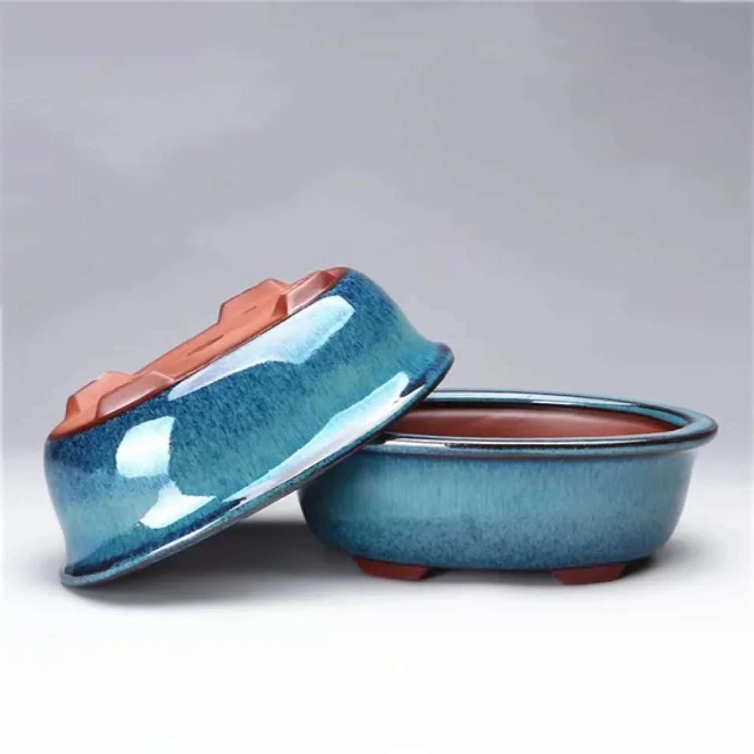 Beautiful Handmade Glazed Chinese Ceramics Bonsai Flower Pot for Plant and Flower Arrangement - Unique Garden Decor Piece