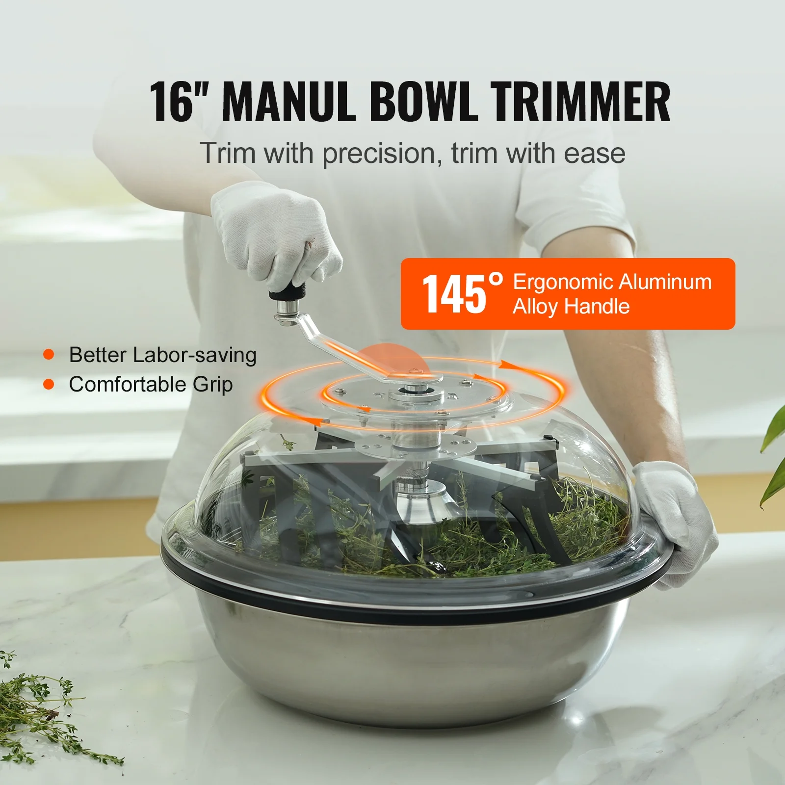 SKYSHALO Leaf Bowl Trimmer 16'' Manual Bud Trimmer with Stainless-Steel Blades
