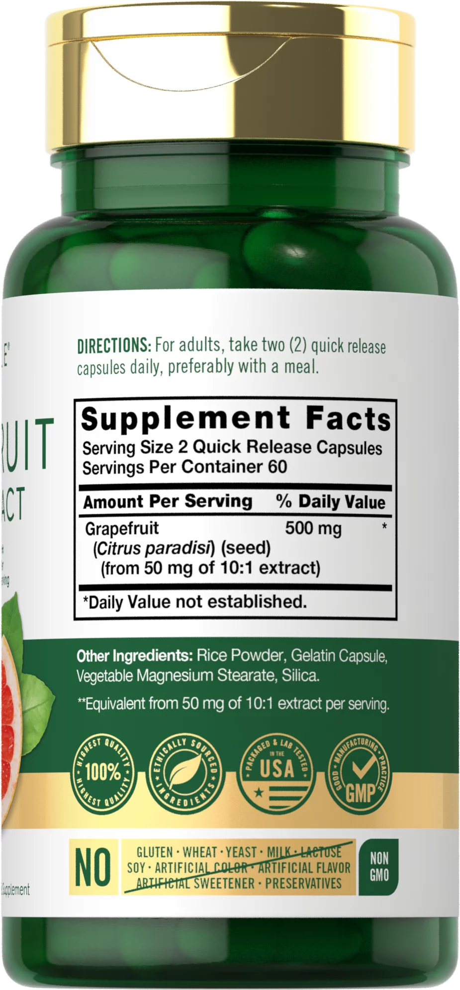 Grapefruit Seed Extract 500 mg | 120 Capsules | Maximum Strength | by Carlyle