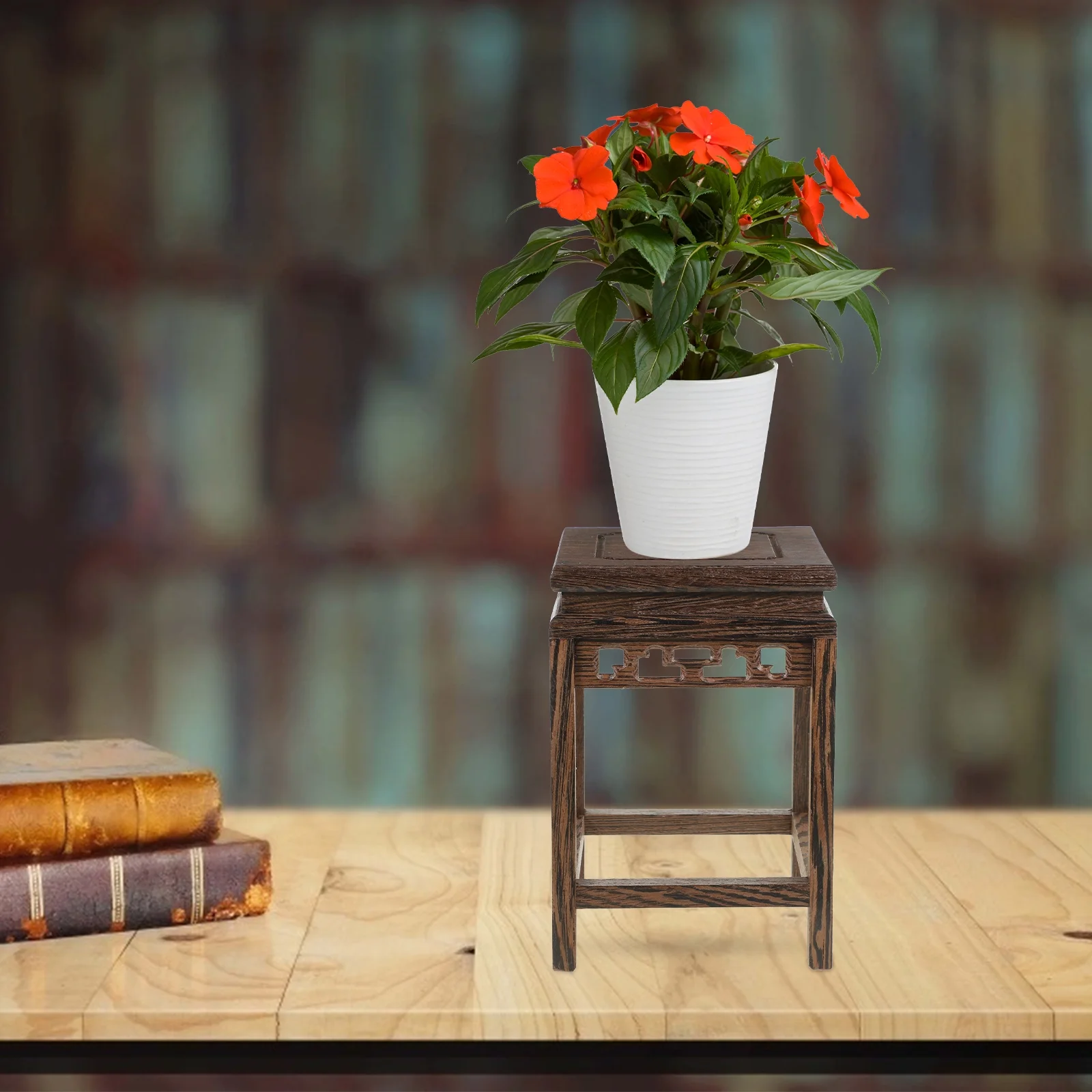 Base Bracket Plant Vase Planter Chinese Style Flower Pot Stand Wooden Display Pedestal Home Office