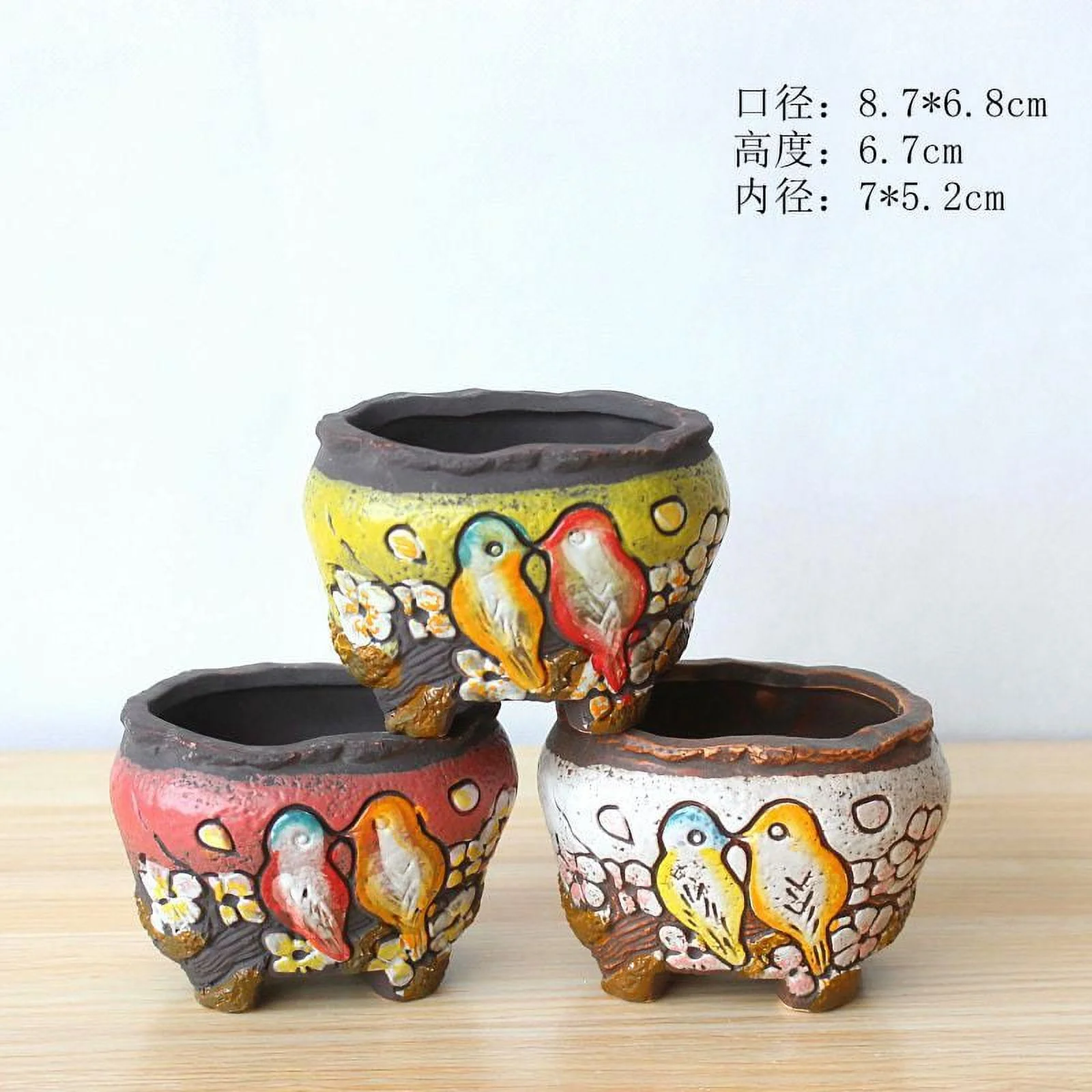 Ceramic Succulent Planter - Hand-Painted Korean Style Flower Pot