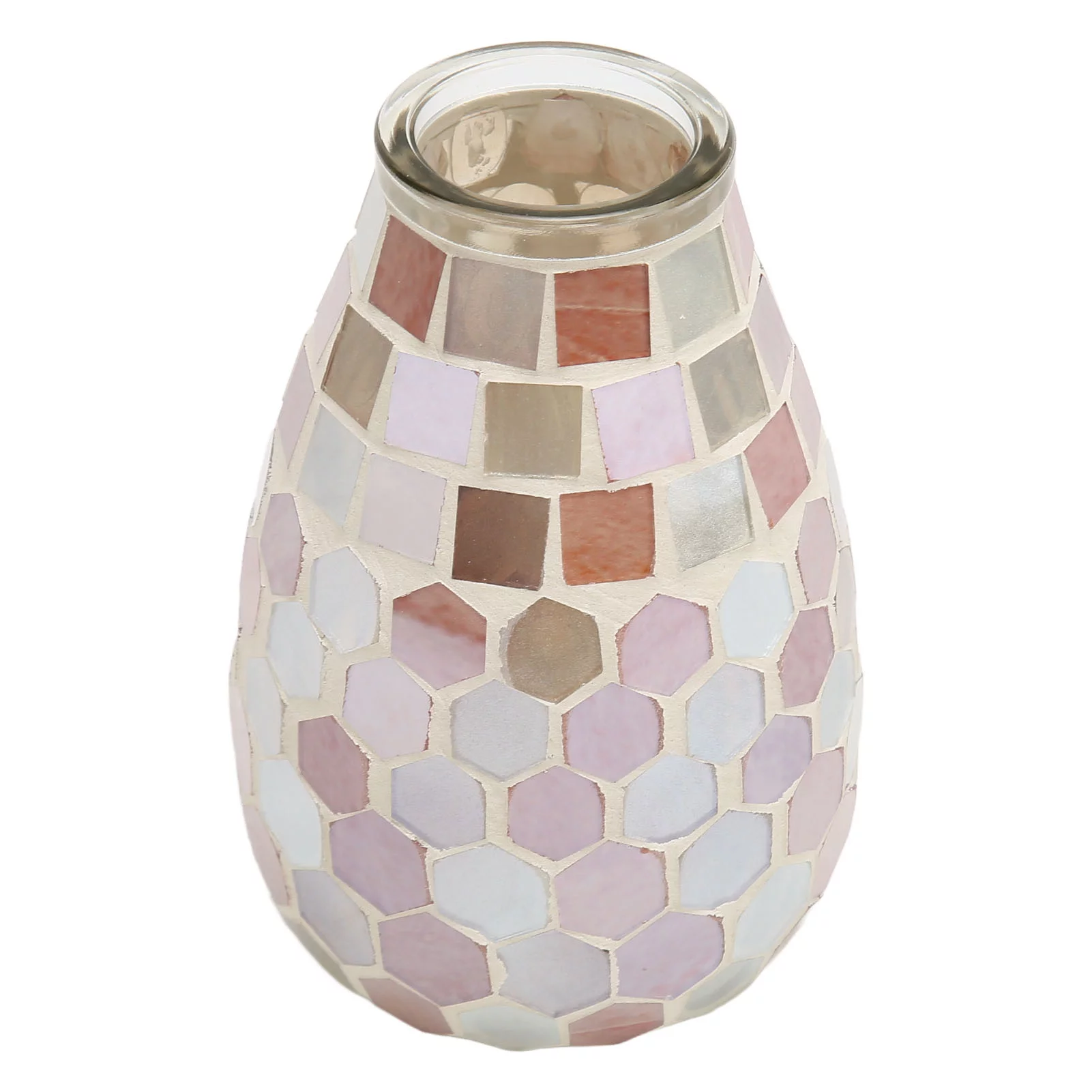 Fyearfly Mosaic Classic Glass Flower Vase,Flower Pot Candle Holder Table Vase Nice as Gift, for Living Room, Bedroom, Kitchen