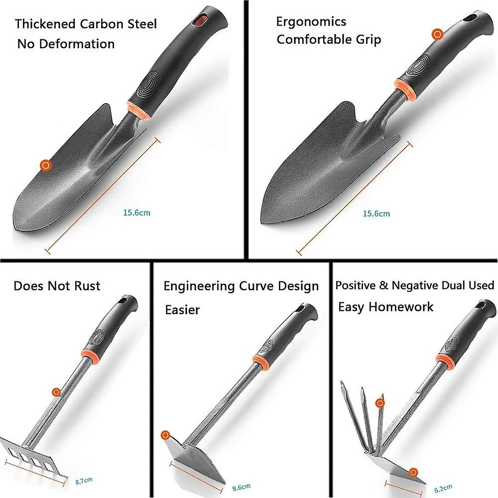 Gardening Tools,4 Pieces Adult Garden Tools, Lengthen Ergonomic Handles, With Shovels, Hand Rake, Manual Weeders, Hoe