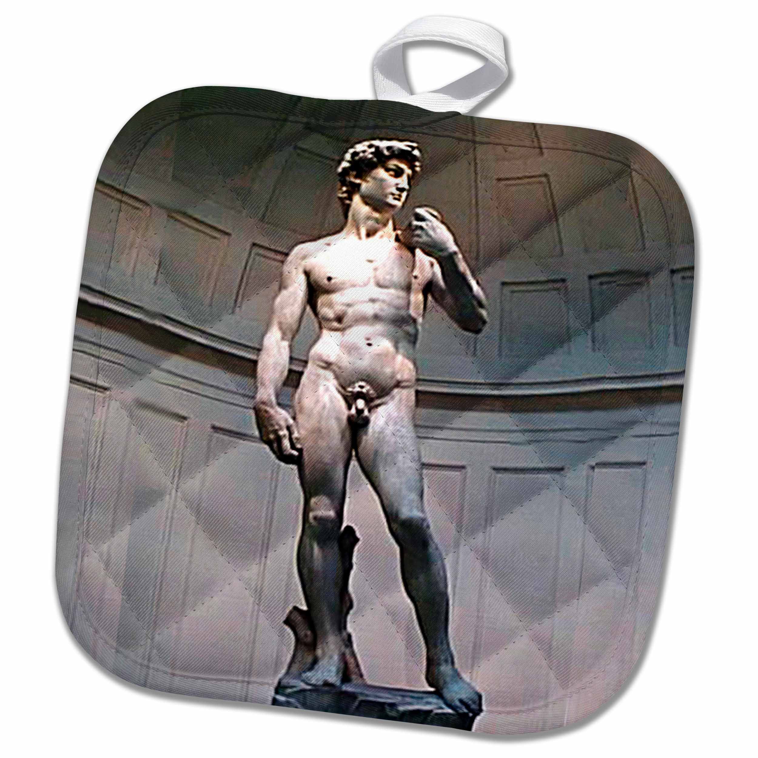 3dRose Michaelangelos David Statue - Pot Holder, 8 by 8-inch