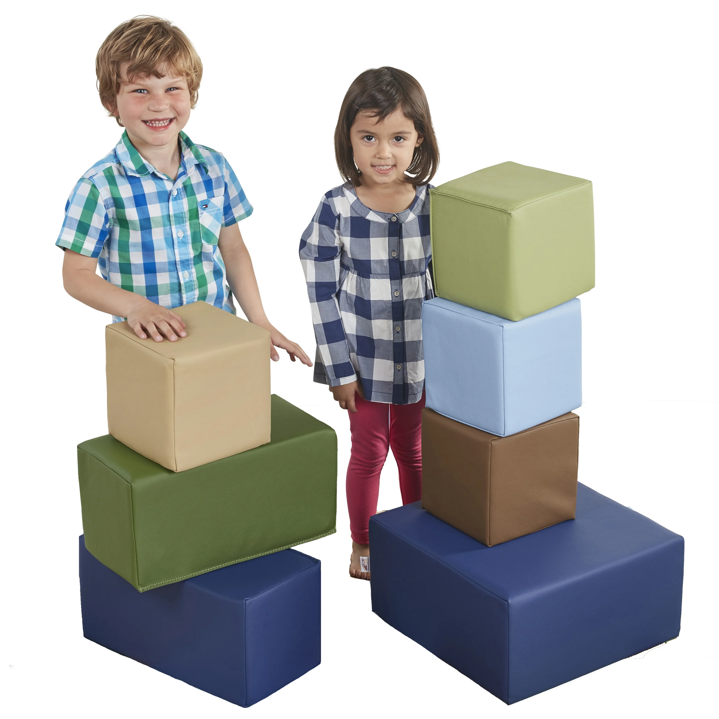 ECR4Kids SoftZone Big Foam Building Blocks, Earthtone, 7-Piece