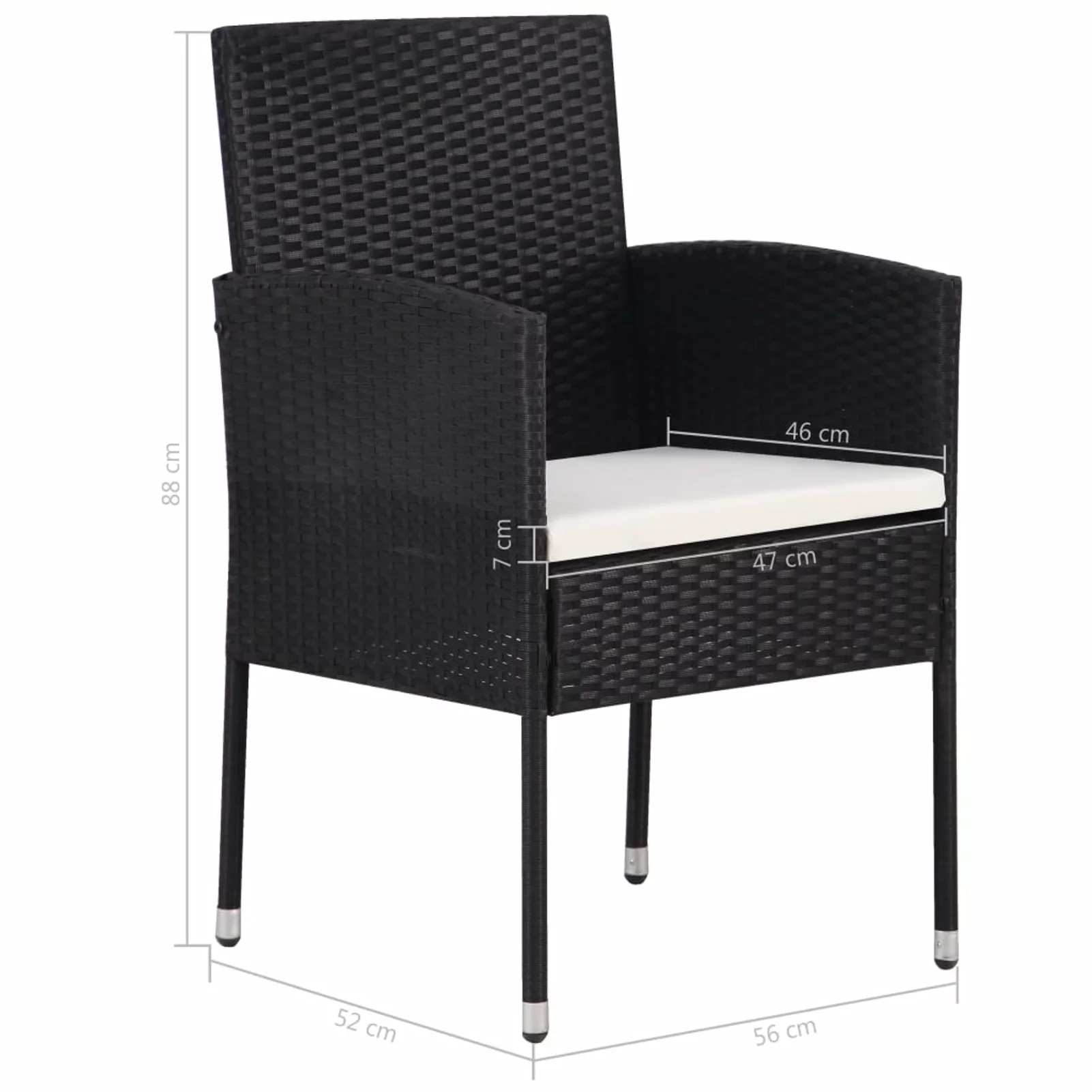 Dcenta Garden Chair, Patio Furniture 2 pcs Poly Rattan Black