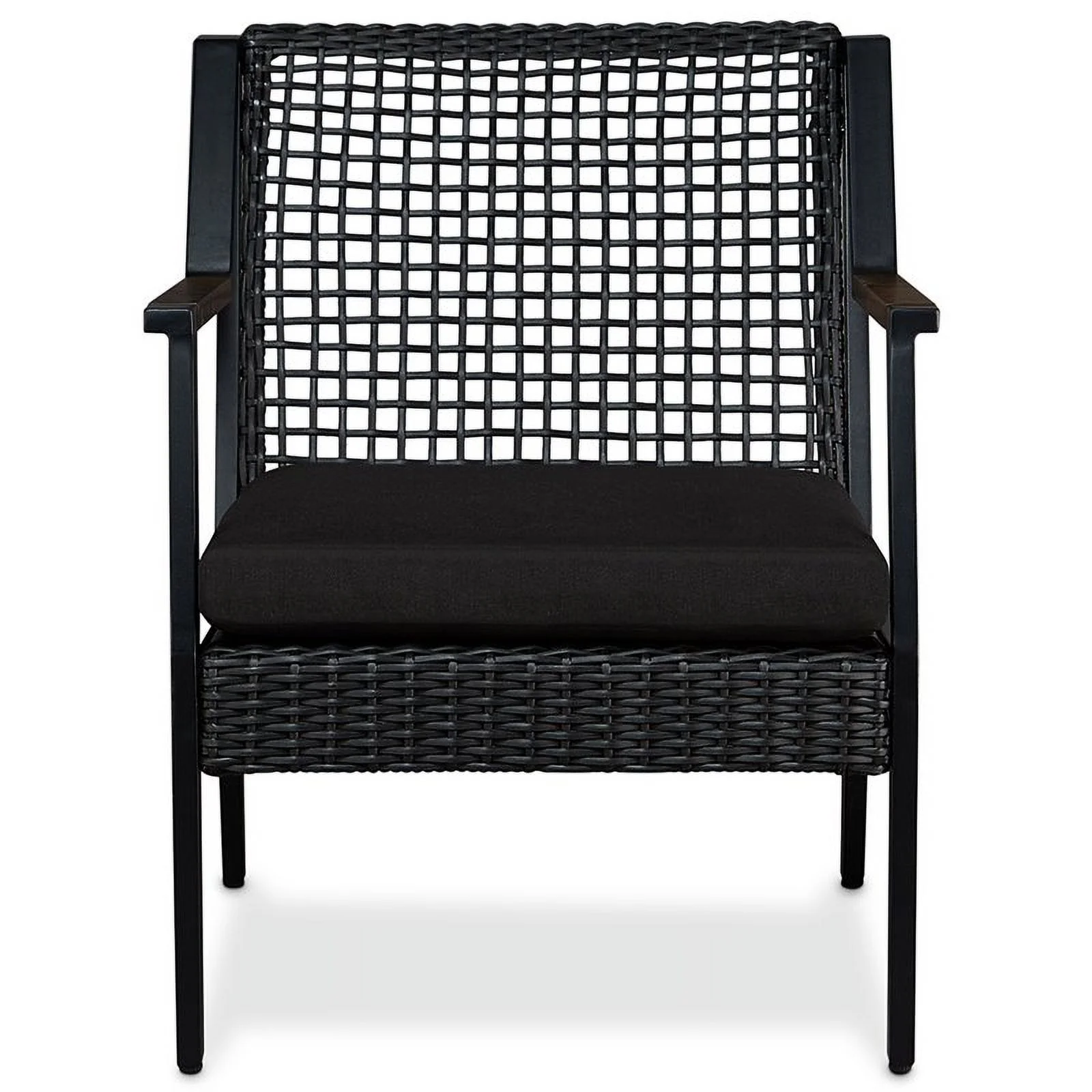 Home Square 3 Piece Garden Patio Set with Fire Table and 2 Chairs in Black