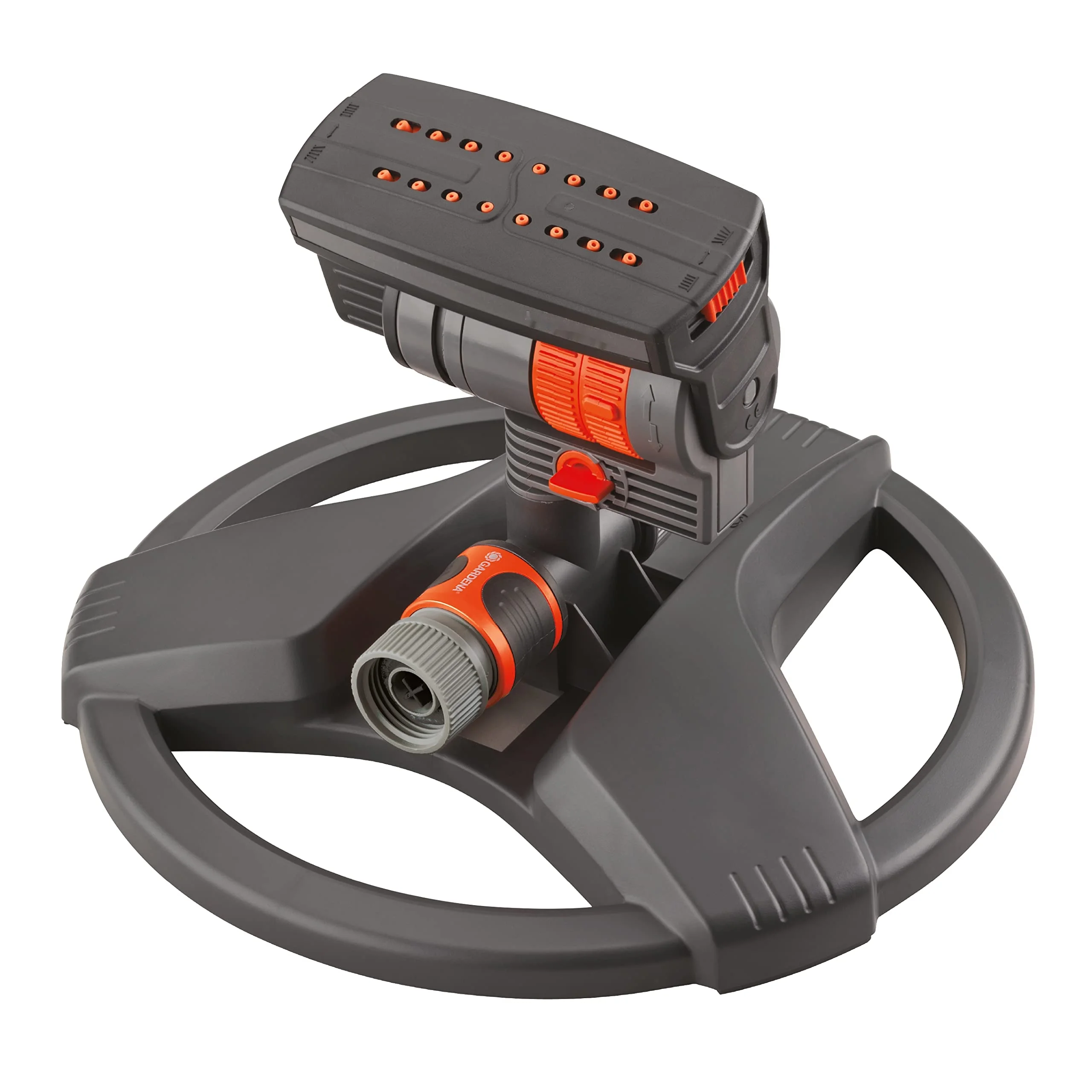 2300 Sq Ft, Fully Adjustable Sprinkler on Weighted Base for Flexible, Leak Proof and Precise Watering, Compatible with Any Hose Brand, Made in Germany