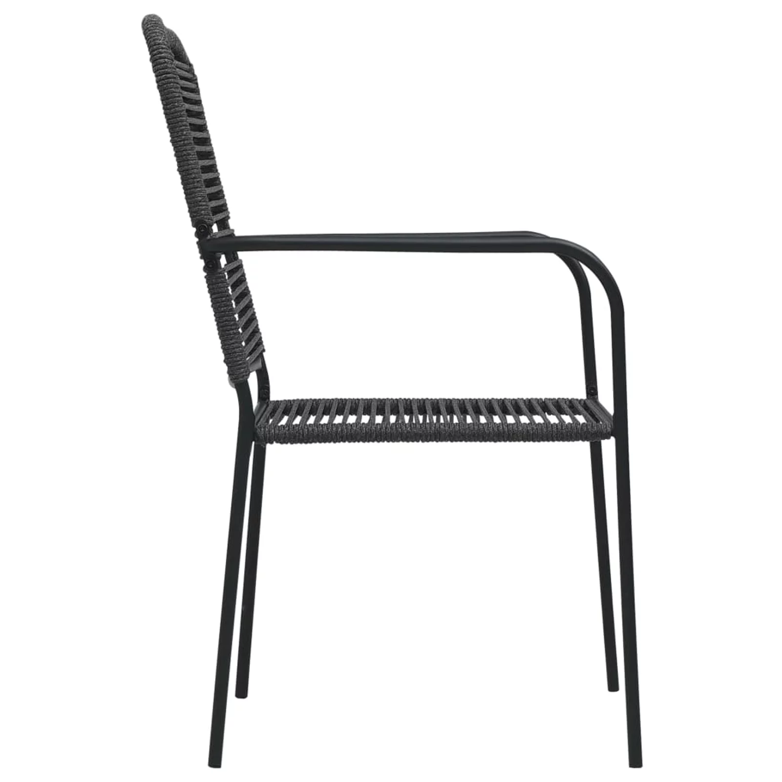 Tomshoo Patio Chairs 2 pcs Cotton Rope and Steel Black
