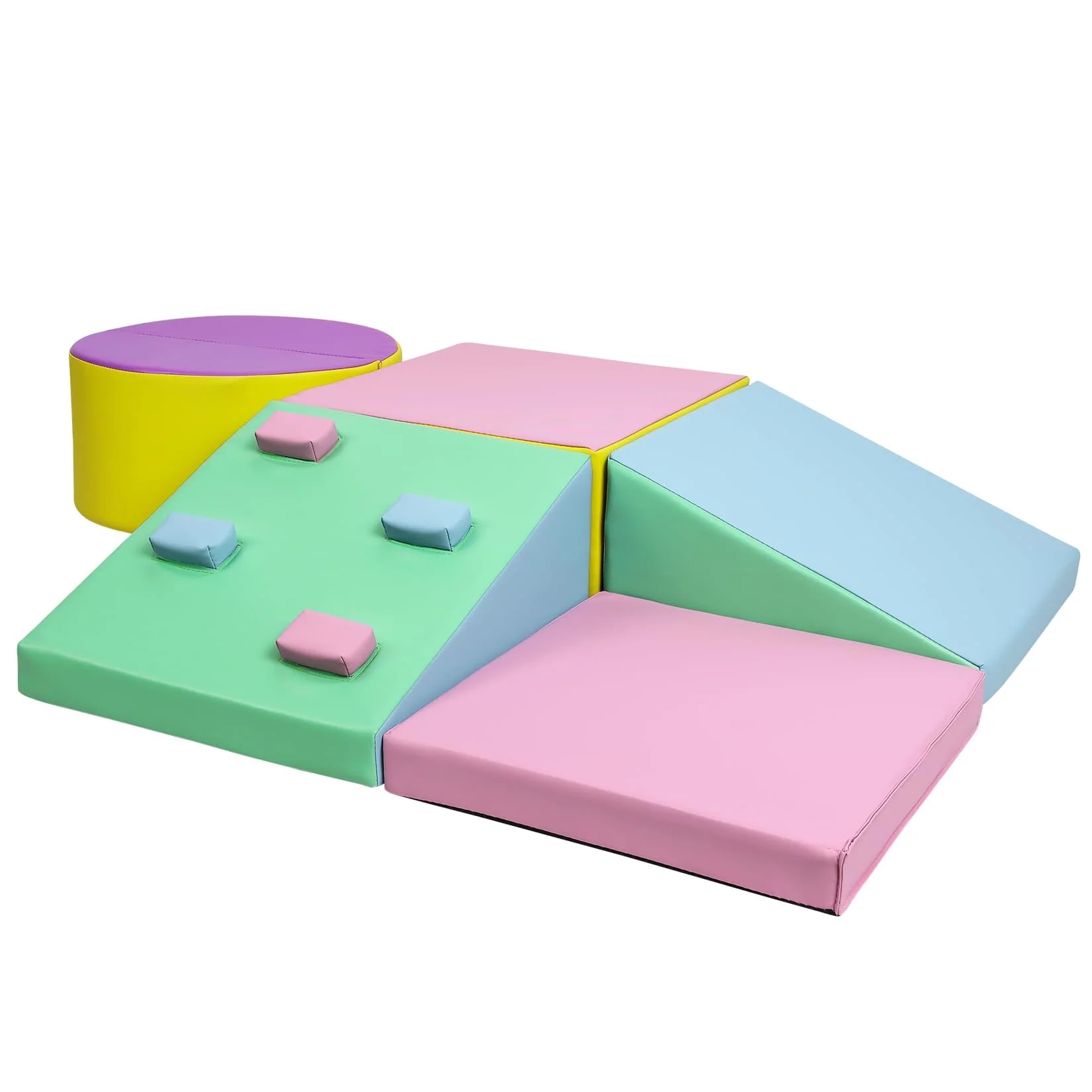 Climb and Crawl Activity Playset,Soft Lightweight  Foam Climbing Blocks for Climbing, Crawling and Sliding,Indoor Baby Crawling Foam Blocks for Toddlers and Preschoolers 5-Piece