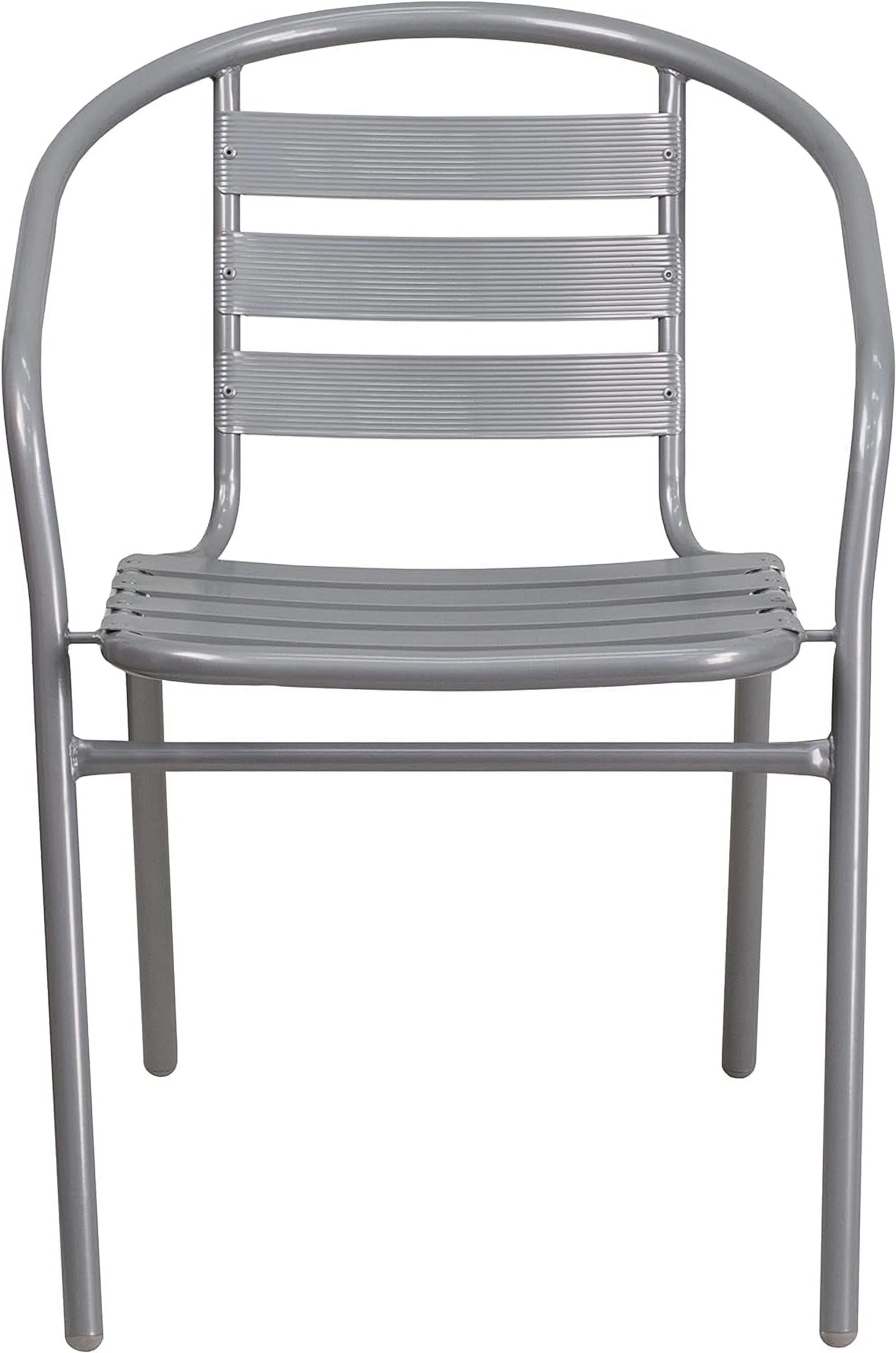 Lila Silver Metal Restaurant Stack Chair With Aluminum Slats