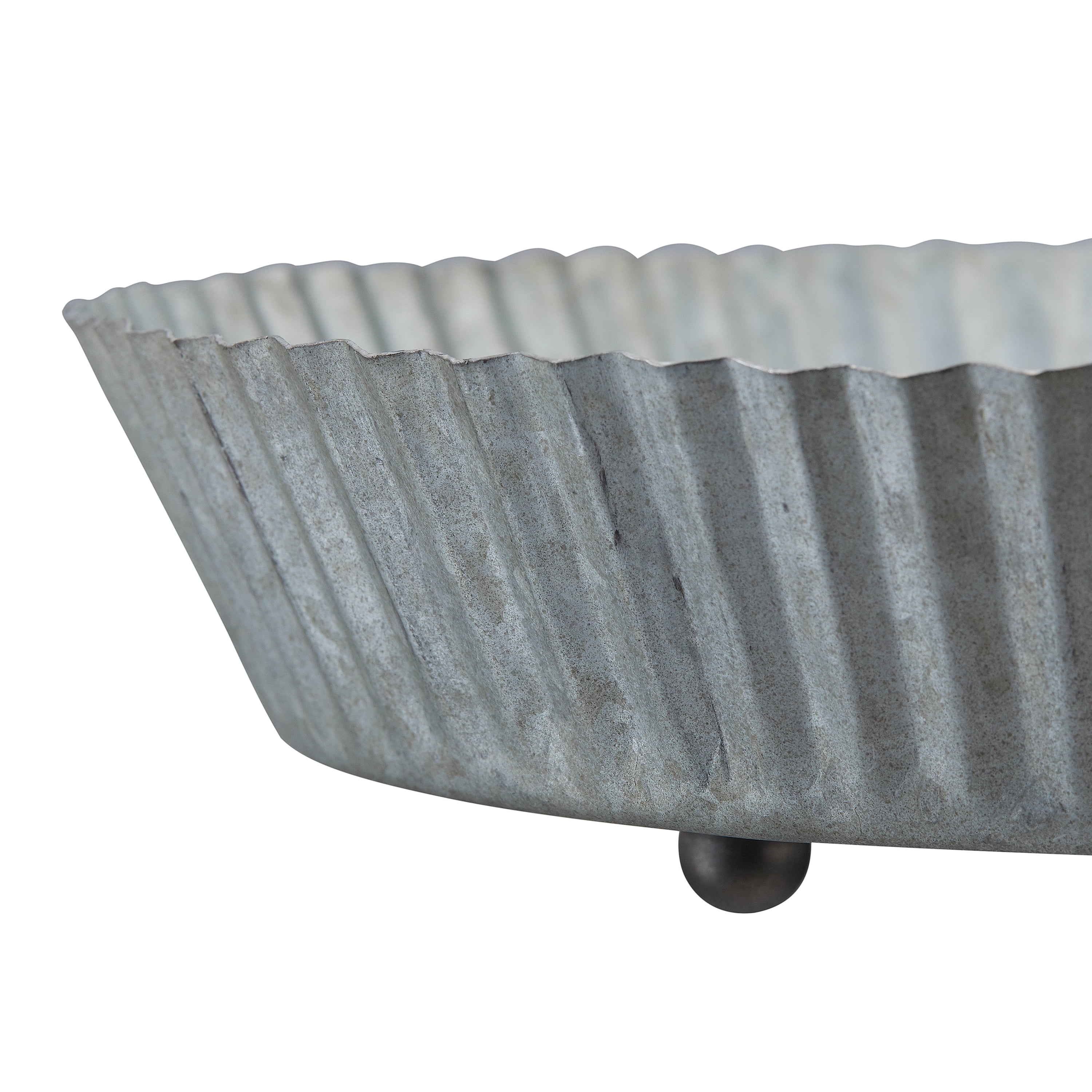 Better Homes & Gardens 8in Footed Galvanized Gray Metal Plant Saucer