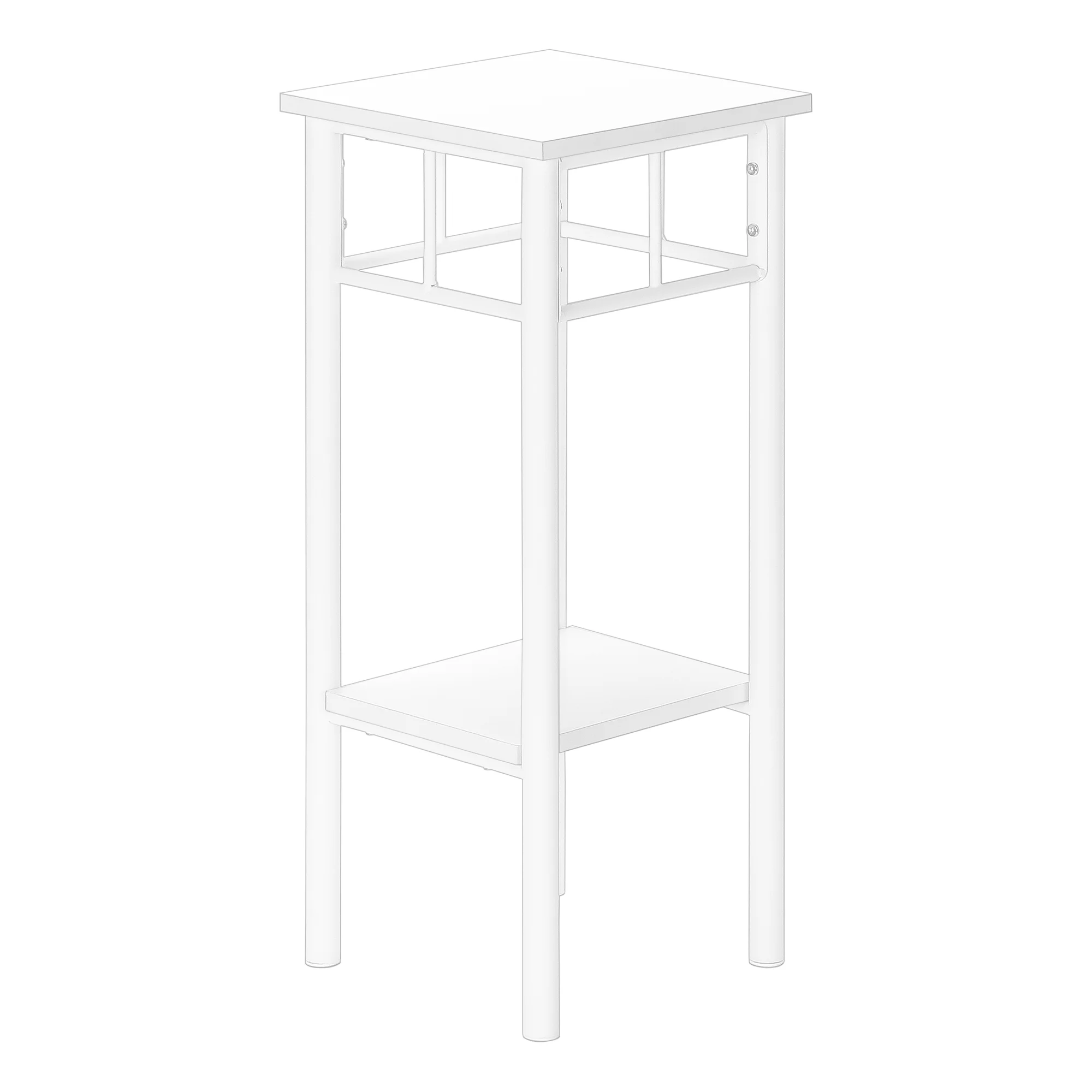 Accent Table, Side, End, Plant Stand, Square, Living Room, Bedroom, White Laminate, White, Contemporary, Modern