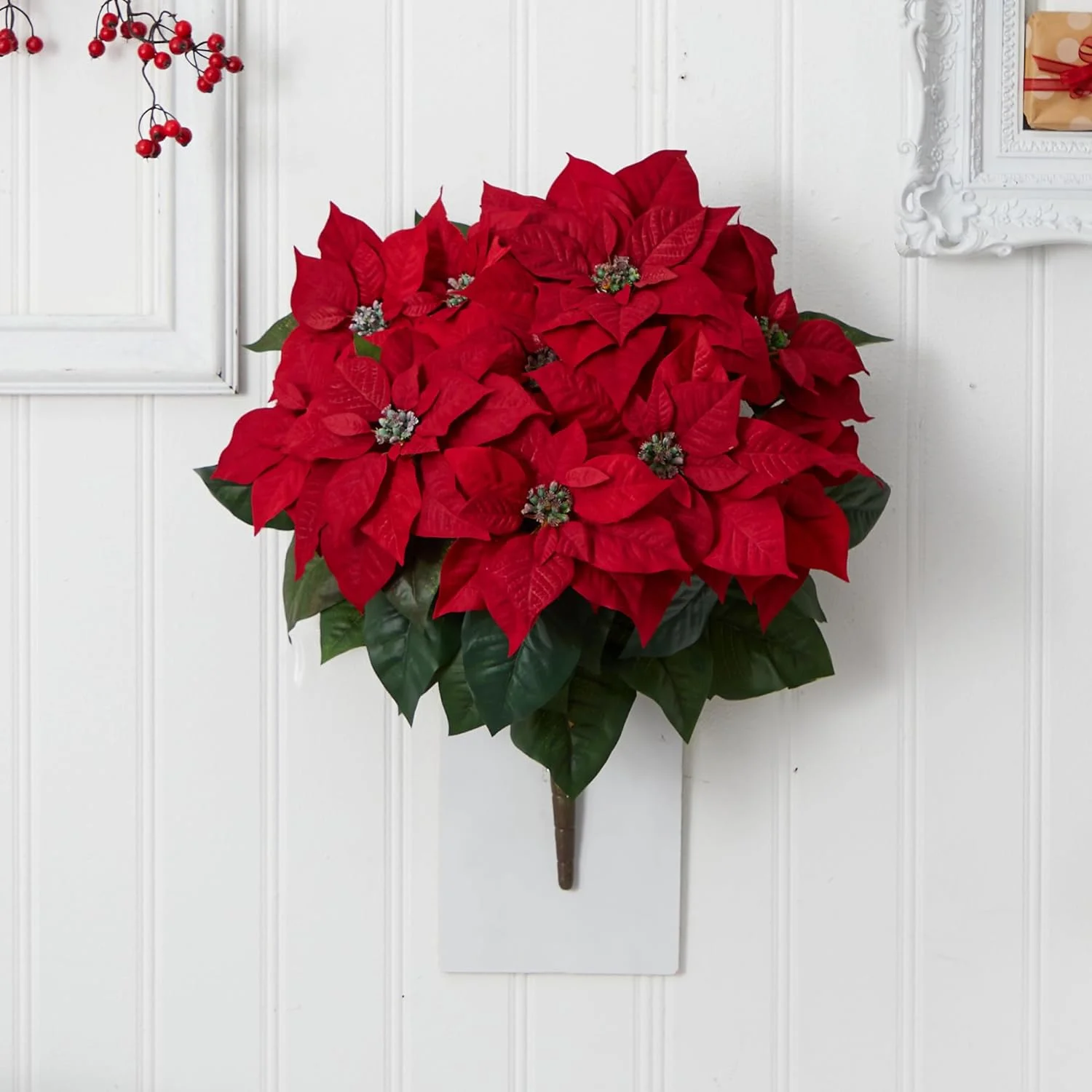 Nearly Natural Artificial Poinsettia Plant - Set of 2