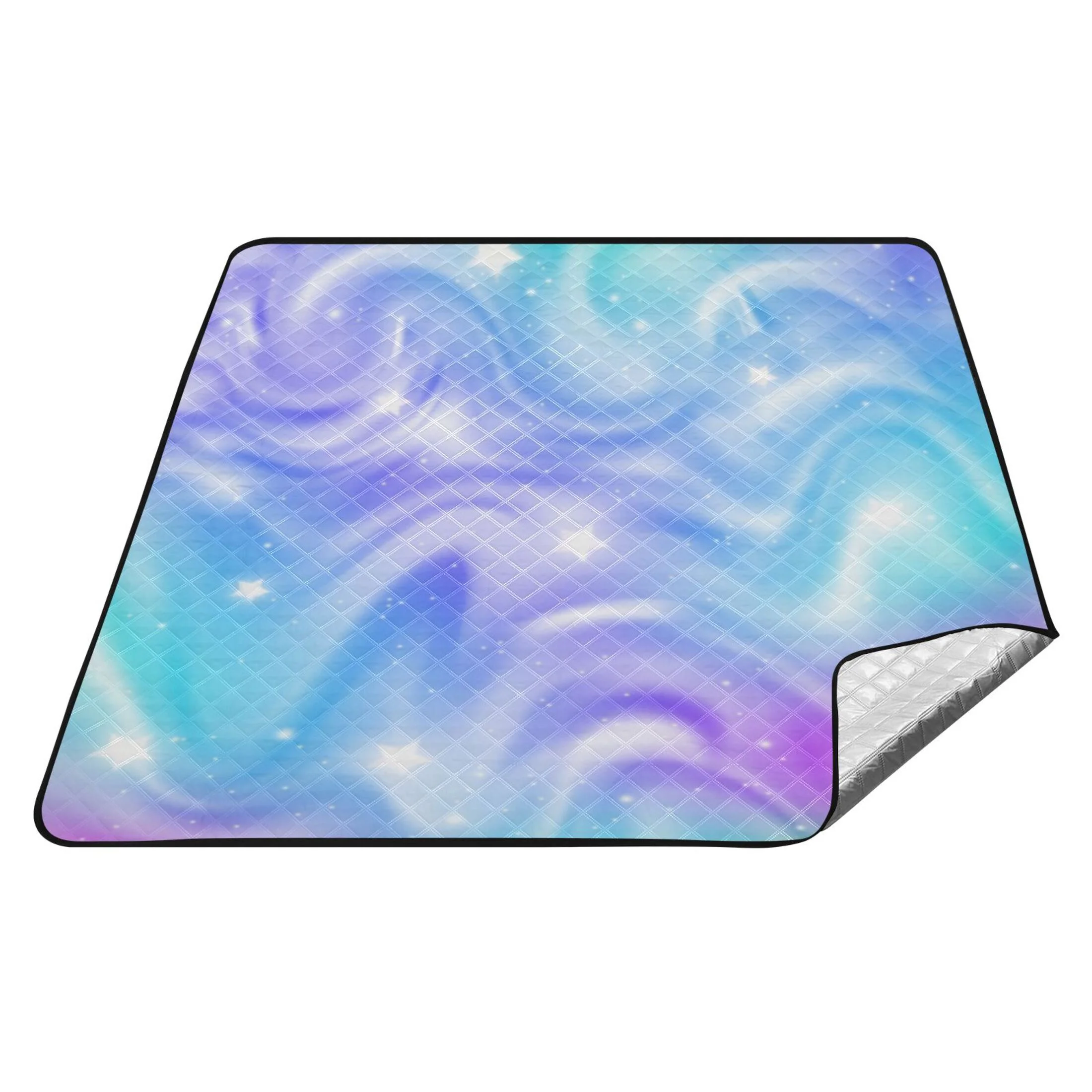 Rainbow with Stars Picnic Blanket Waterproof Beach Blankets Sandproof Large Mat with Storage Bag Camping Grass Travel Hiking Park 78