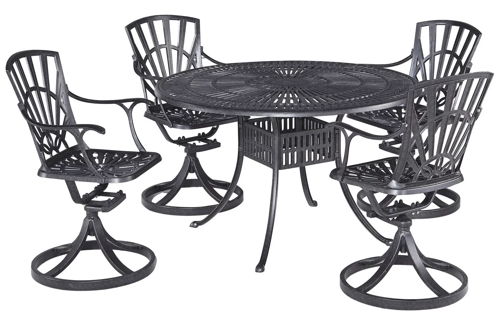 Homestyles Grenada Aluminum 5 Piece Outdoor Dining Set in Charcoal