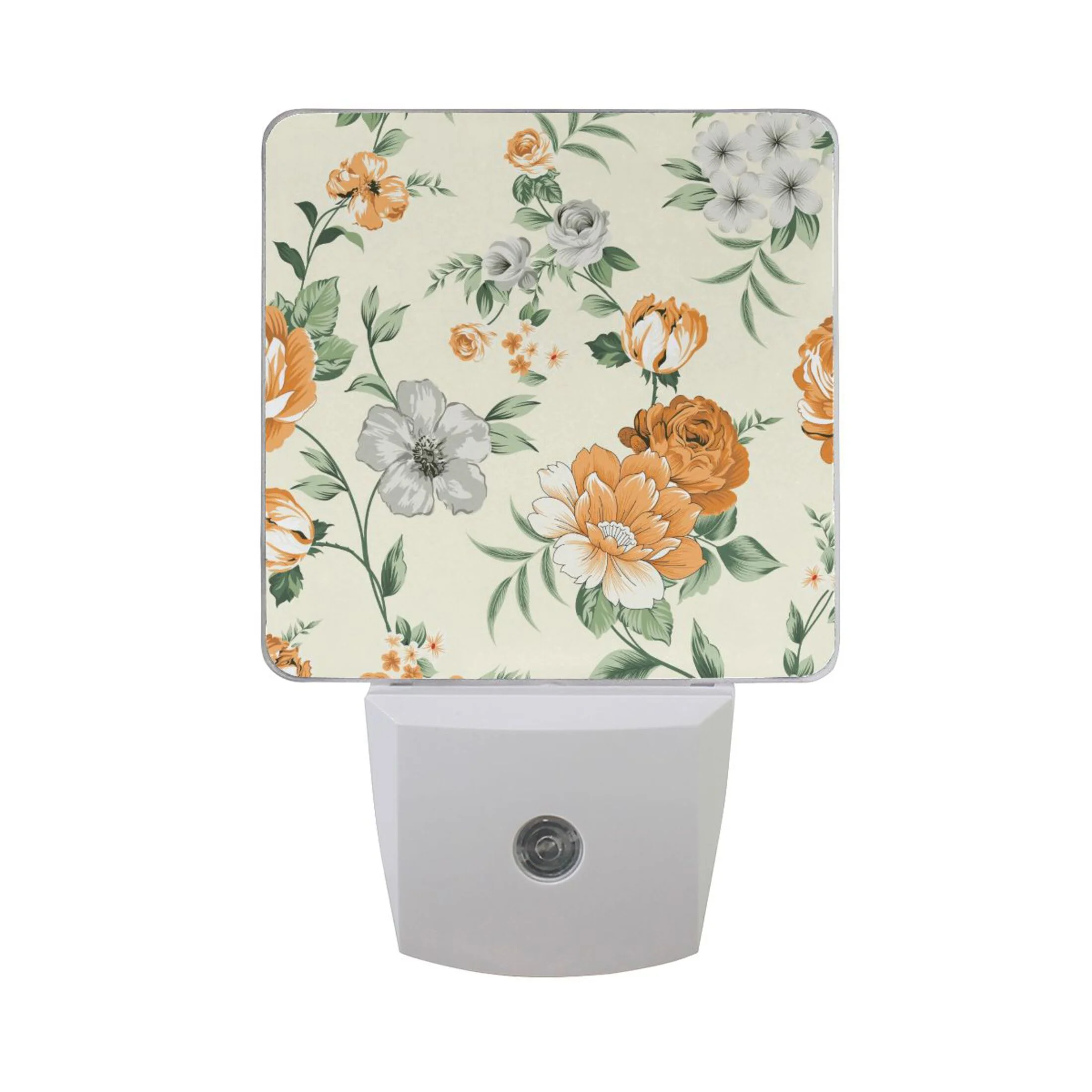 Flowers with Peony Night Light LED Dusk to Dawn Auto Sensor Night Lamp Plug-in Nightlight for Bedroom Hallway Kitchen 2 PCs