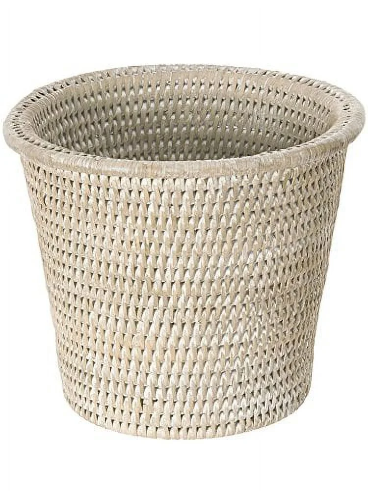 La Jolla Handwoven Rattan Planter/Cachepot, Dia 8.5 x 8.5 x 7 inch, White Wash