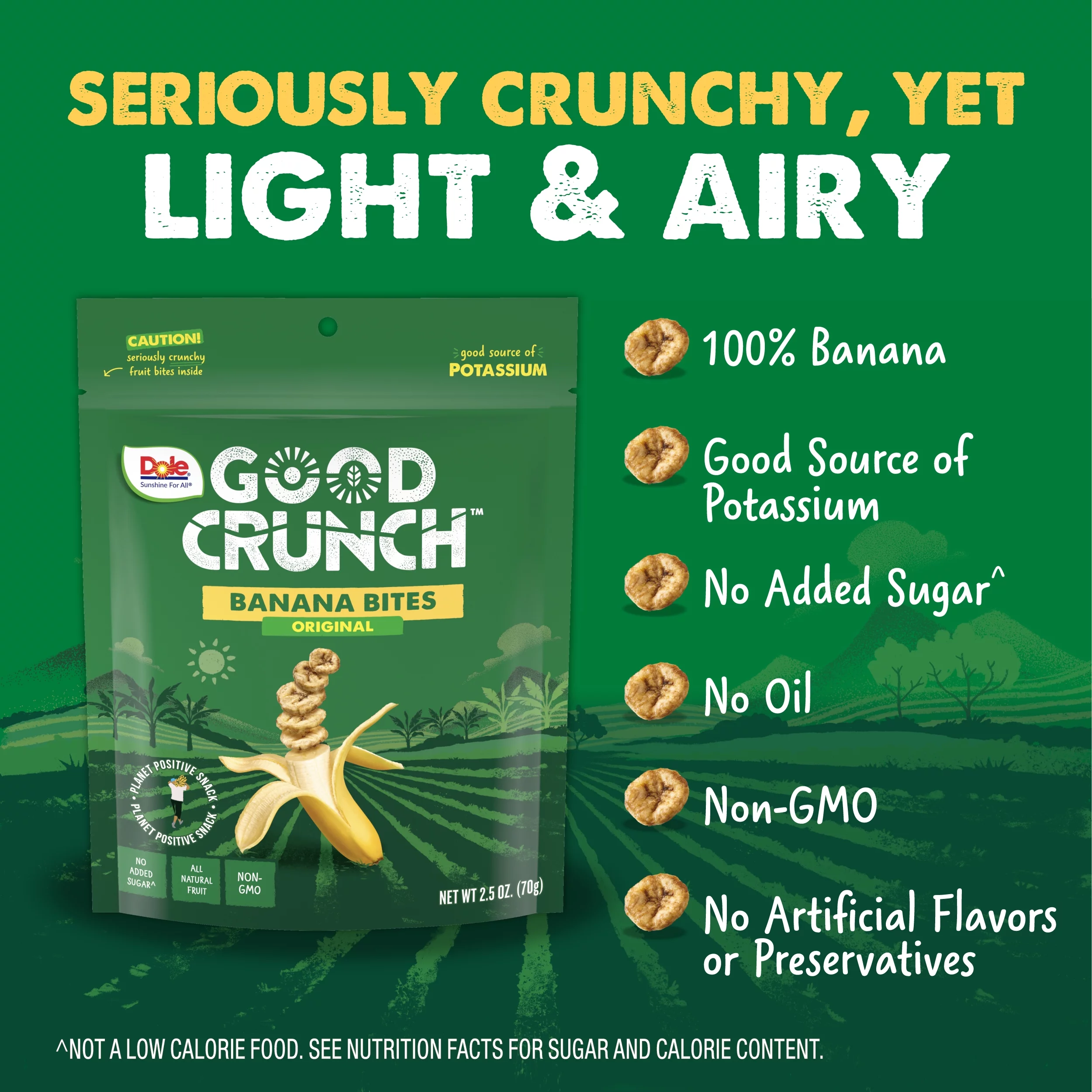 Dole Good Crunch Banana Bites, Made with All Natural Fruit, 2.5 oz Bag (6 Pack)