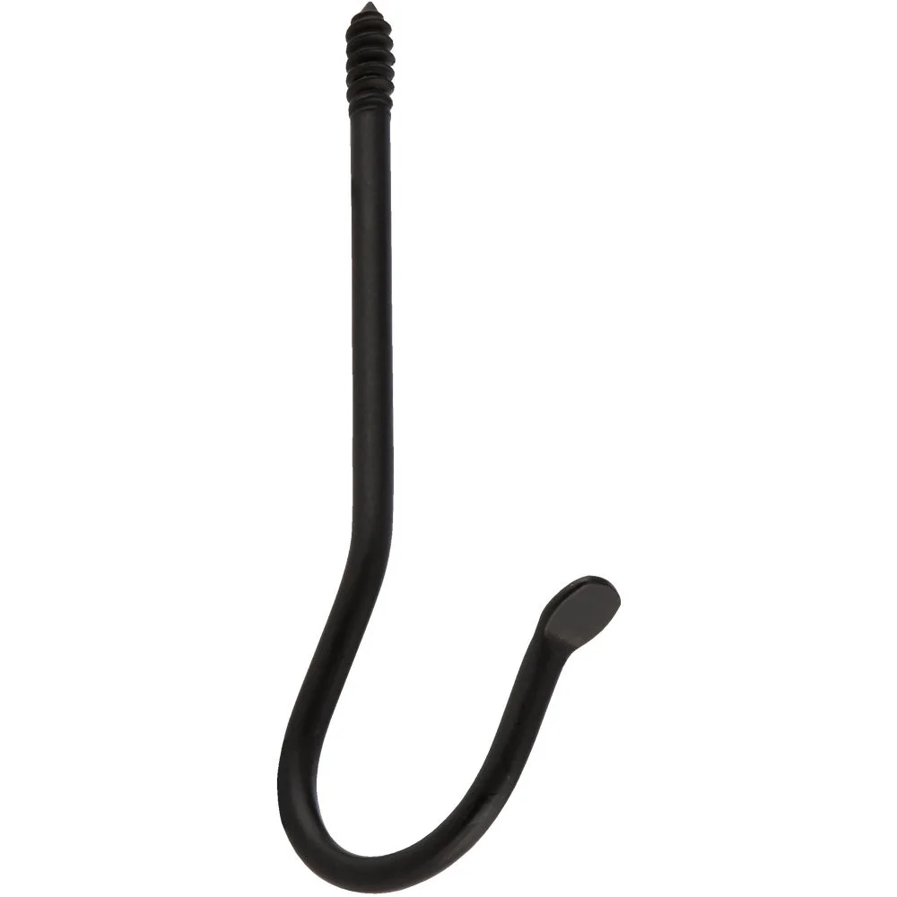 2 PK, Panacea 89404-Panacea 6 In Black Powder-Coated Wrought Iron Threaded J-Hook Plant Hanger