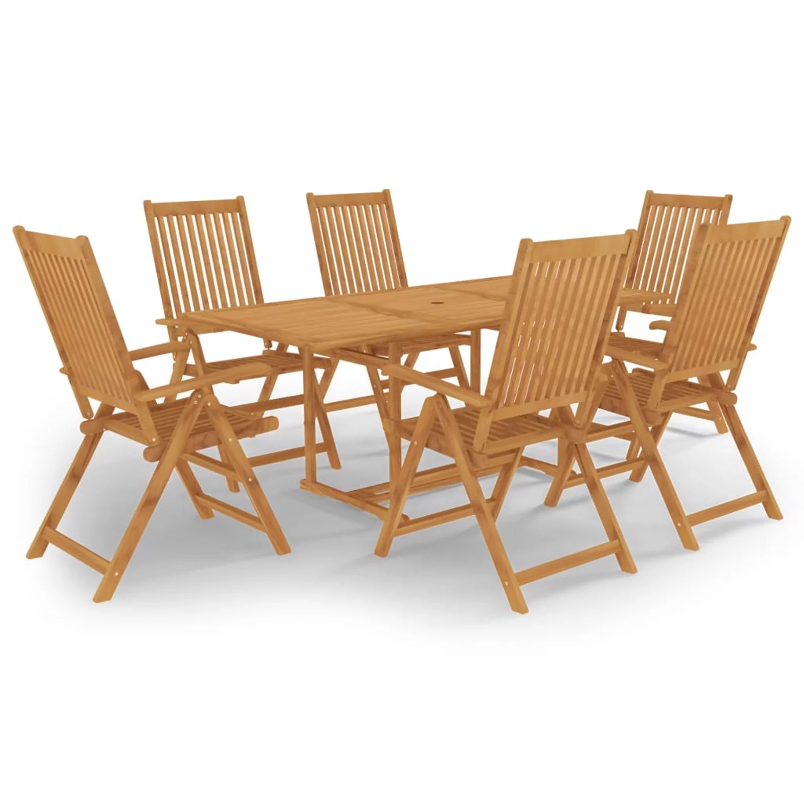 Anself 7 Piece Patio Dining Set Solid Teak Wood