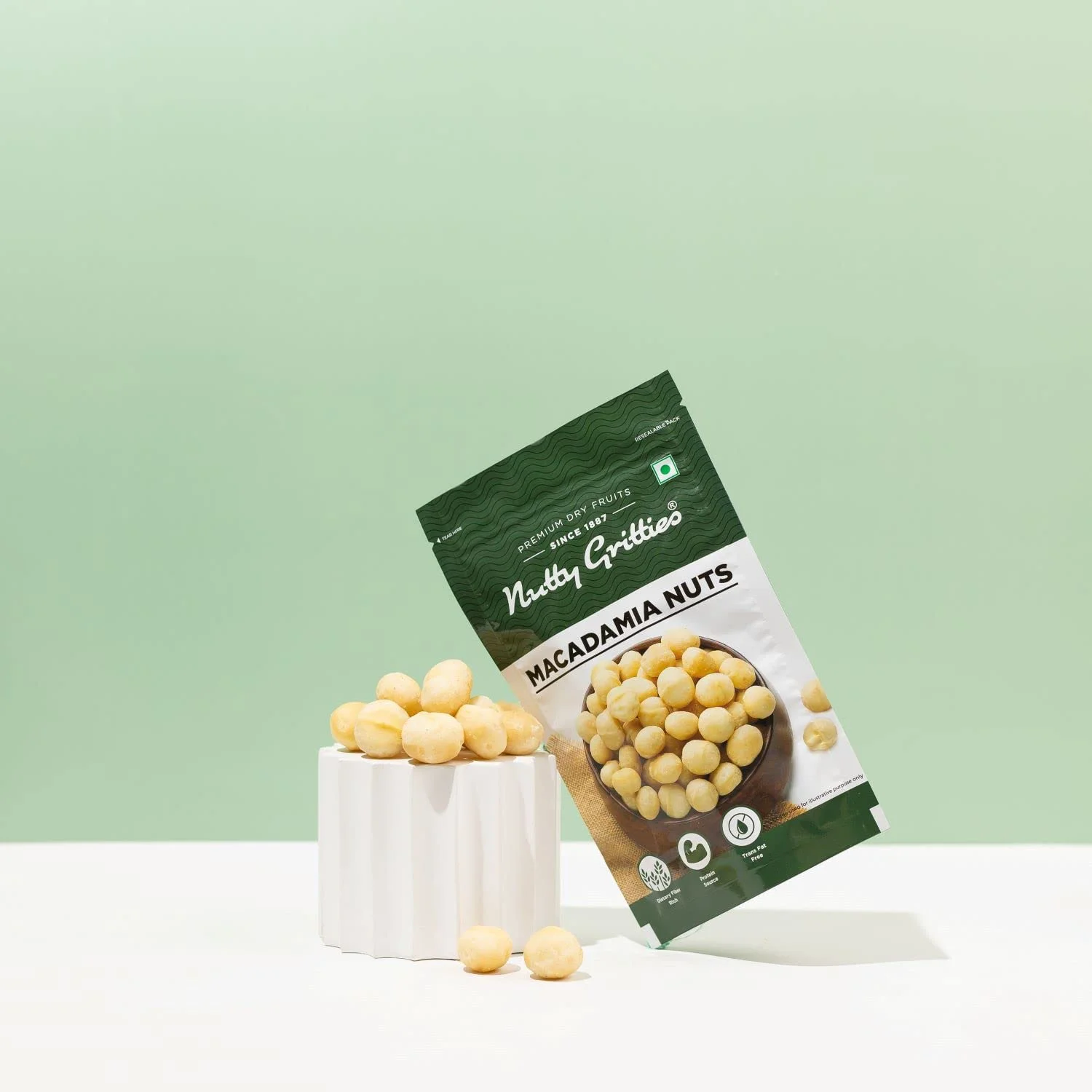 Nutty Gritties Premium Raw Macadamia Nuts 100G | Resealable Pouch