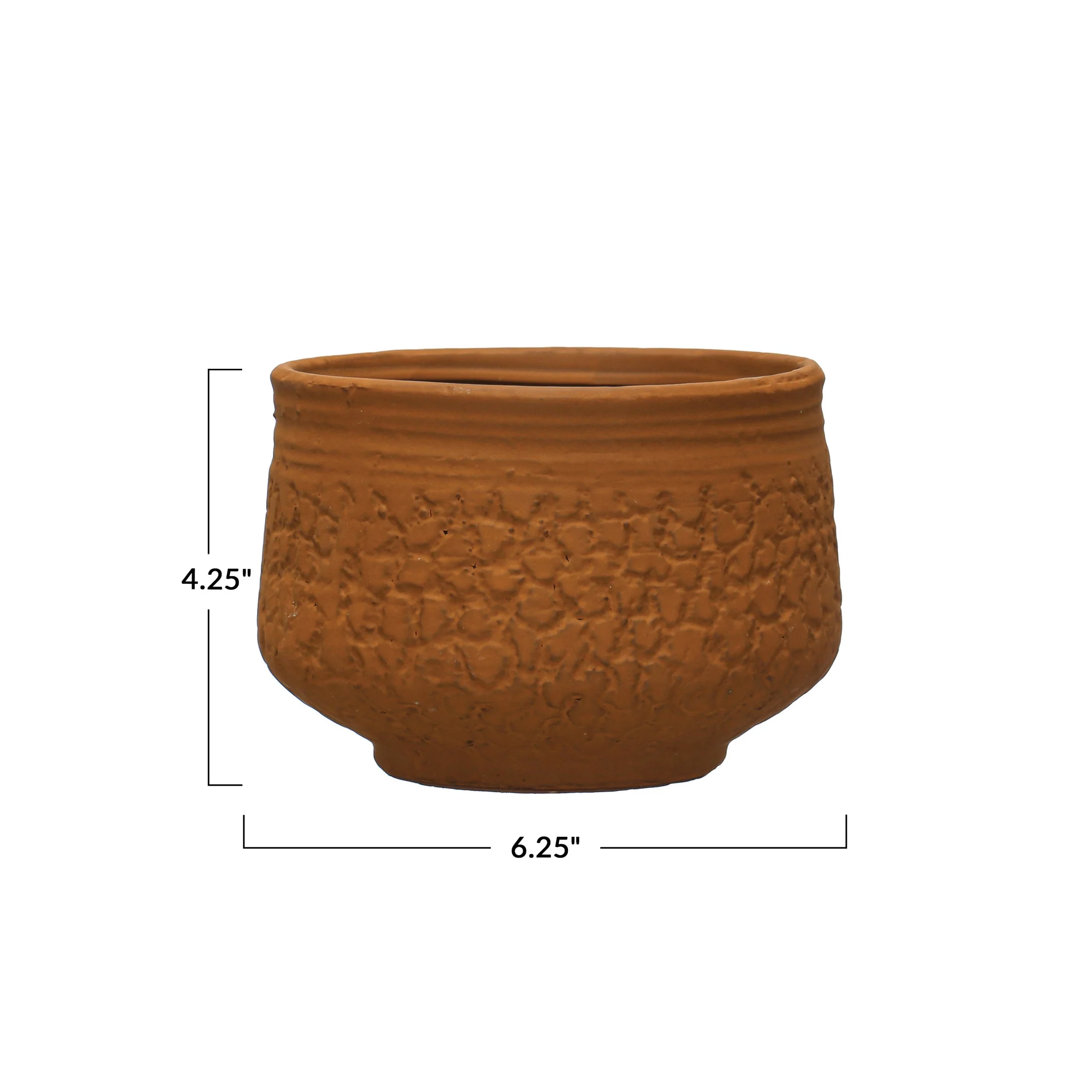Creative Co-Op Boho Stoneware Planter with Embossed Pattern, Terracotta