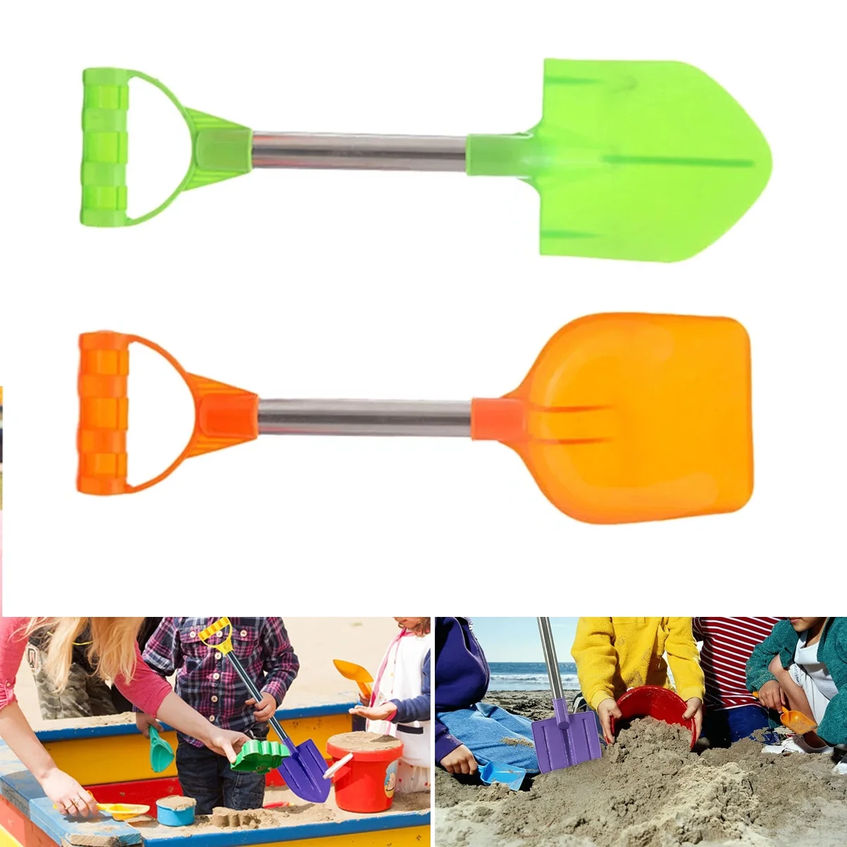 14'' Sand Shovels - 2Pcs Kids Pointed and Flat Shovel Set Beach Spades, Snow Beach Toys for Garden Sand Snow Backyard Summer