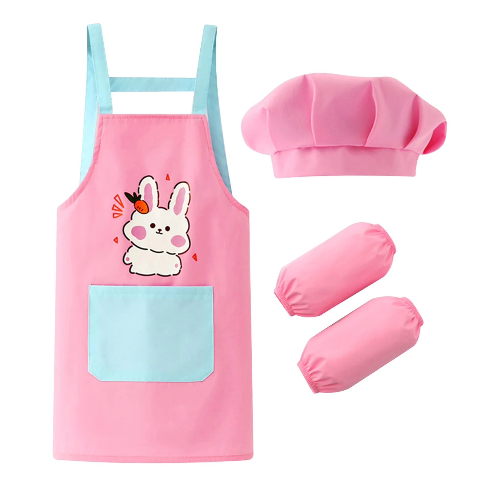 CHICTRY Kids Girls Halloween Artist Costume Painter Dress-Up with Hat Apron Arm Sleeve Cook Cosplay Set Pink 120/L