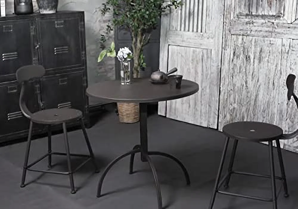 Patio Bistro Metal Dining Table, Outdoor Steel Slat Round Table for 2 Person,Diameter 27.5