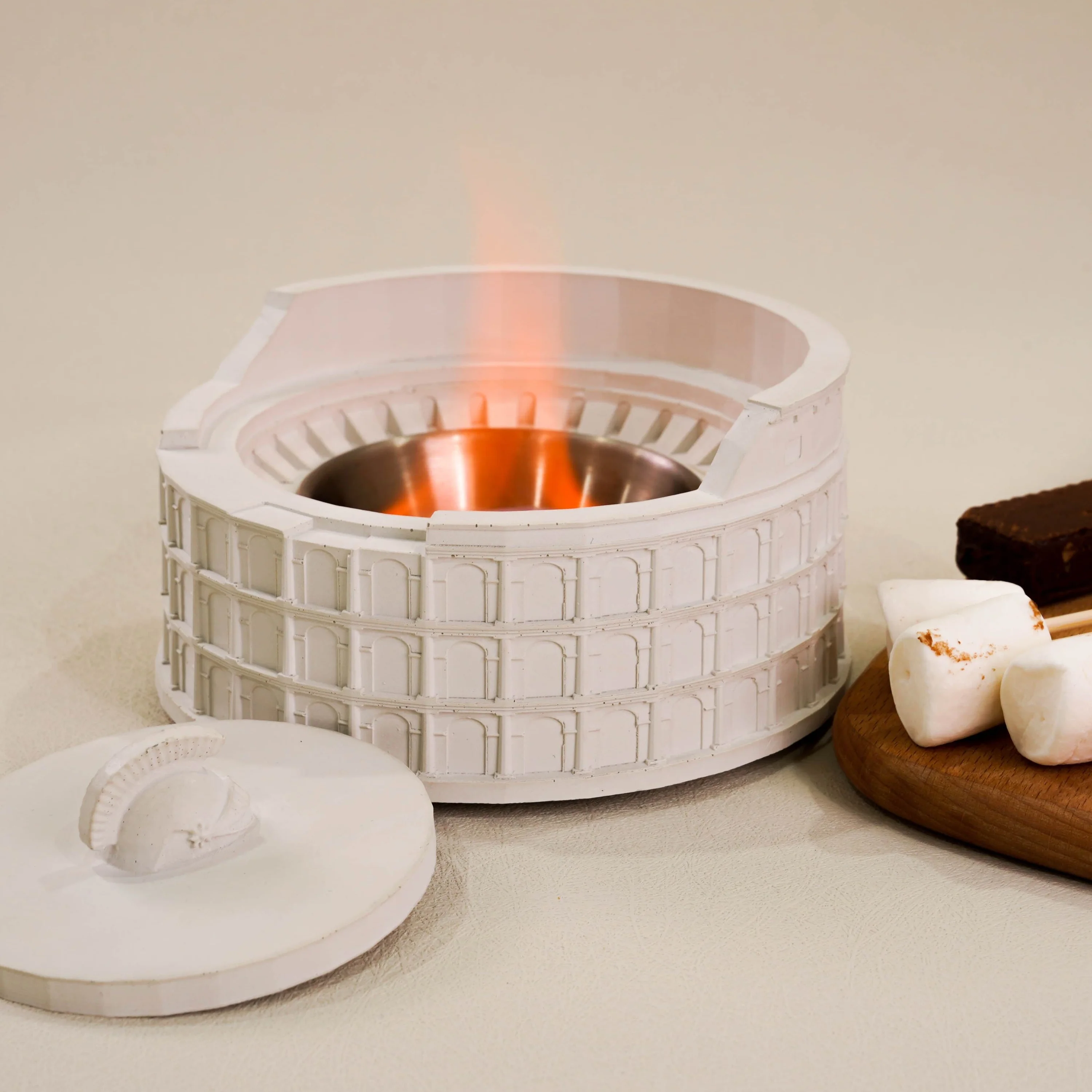 Retro Tabletop Colosseum Fire Pit Smores Maker for Indoors and Outdoors