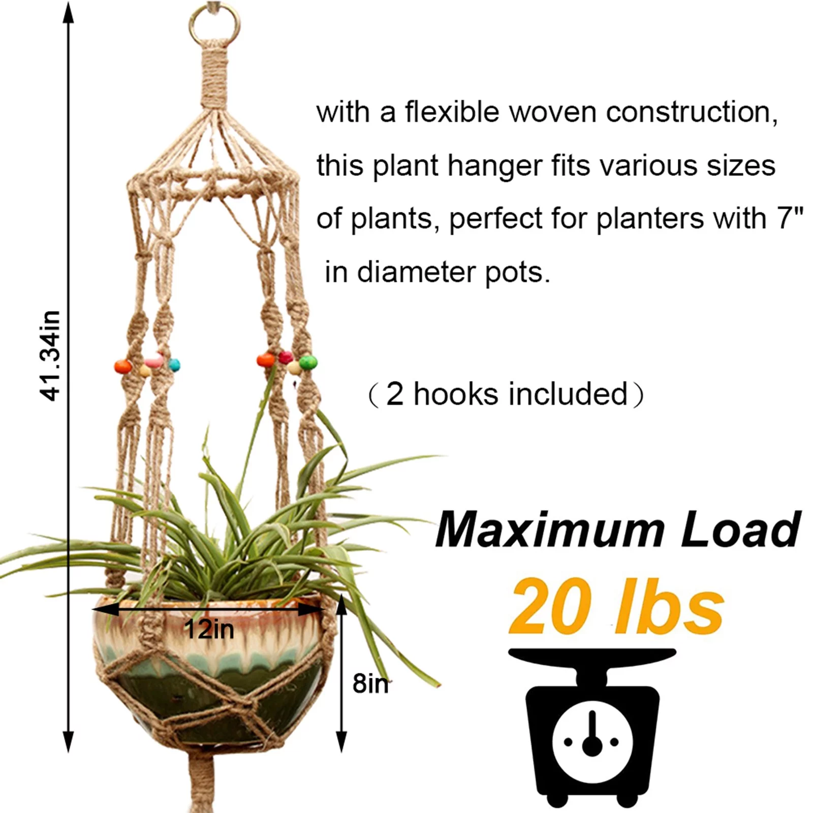 Gardening And Pot Rope Hanging Net Pot Basket Net Hanging Basket Woven Fine Rope Resin Flower Pot Molds Silicone Potted Live Large Large Flower Garden Pot Mover with Wheels Flowerpot Big Garden