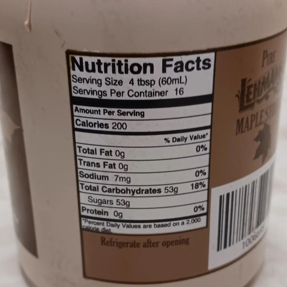 Lehman's Real Pure Maple Syrup U.S. Grade A Medium Amber 1 Quart Jug