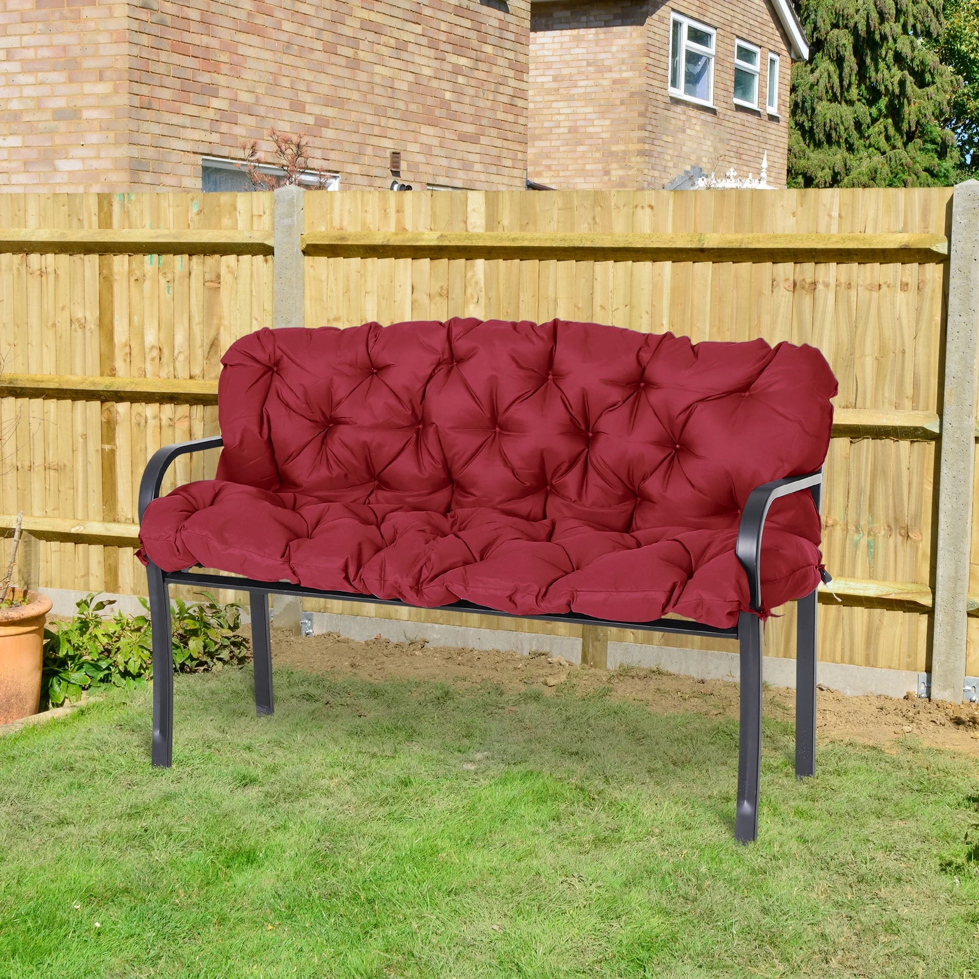 Outsunny 3 Seater Outdoor Bench Swing Chair Replacement Cushions, Wine Red