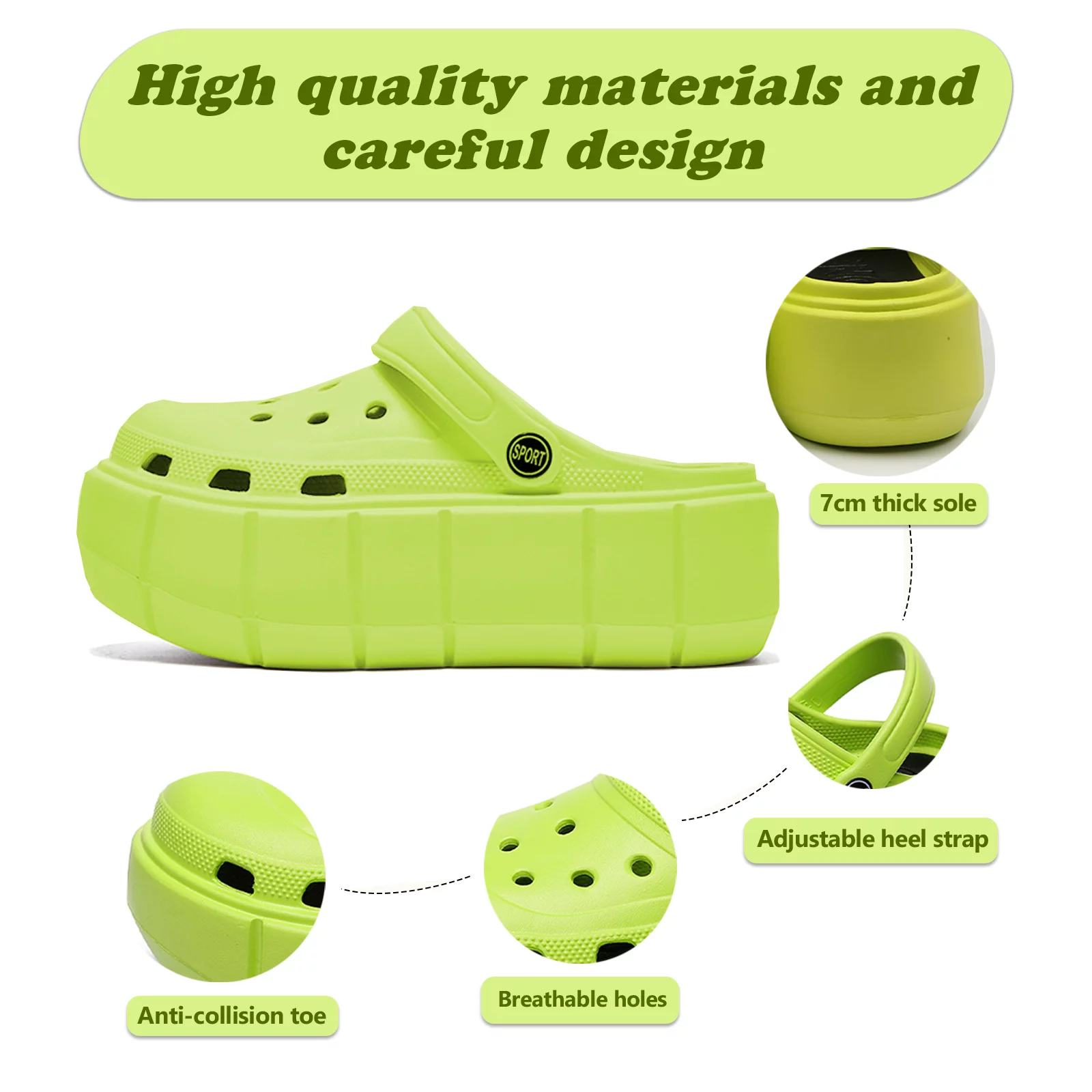 Gardener Platform Clogs Fashion Beach Sandals Slippers for Women Comfortable Slip On Garden Shoes