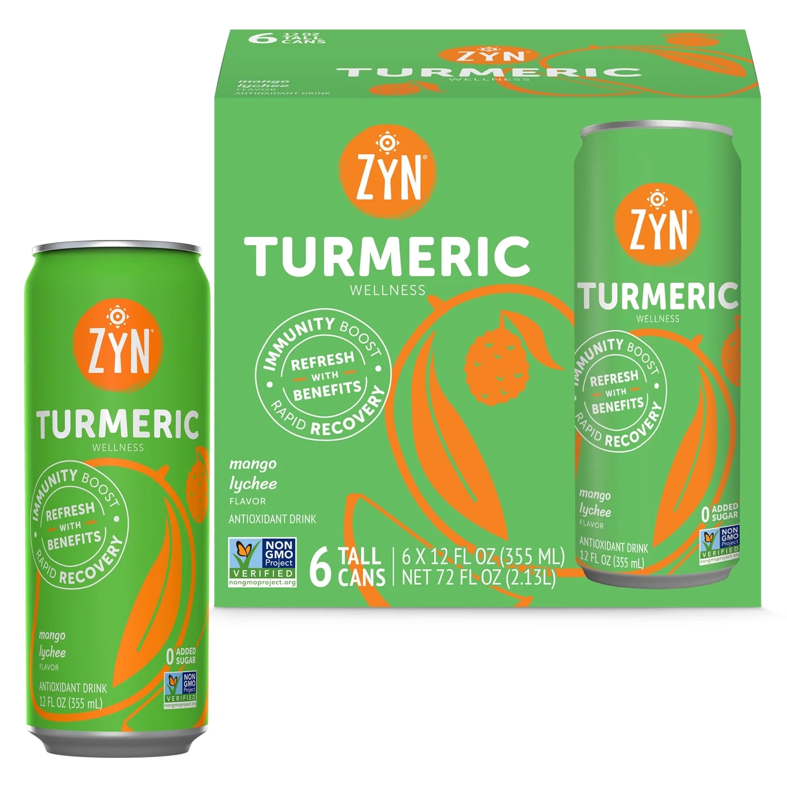 ZYN Immunity & Recovery Turmeric Wellness Drinks - Mango Lychee (6 pack)