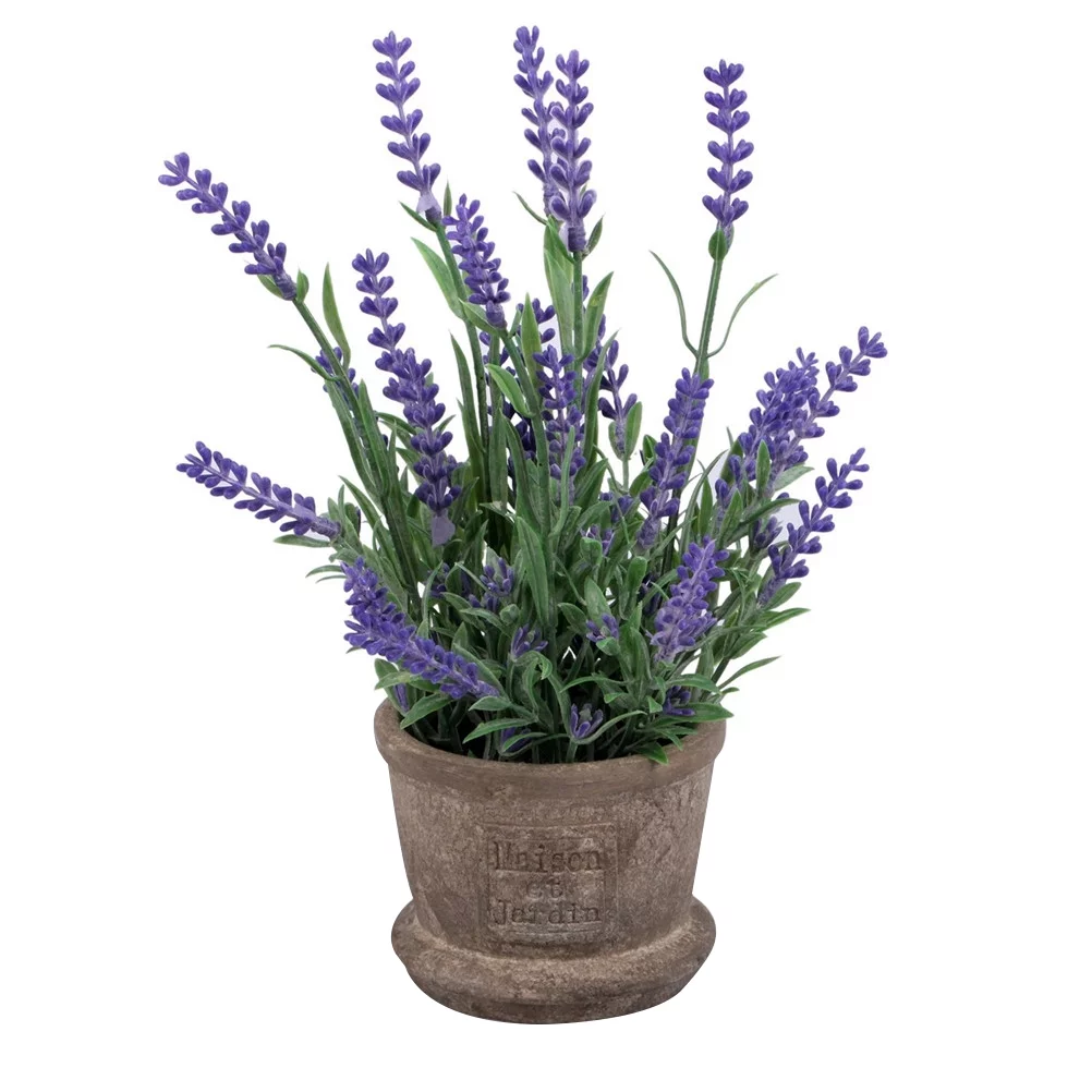 OUNONA Artificial Flowers Plastic Lavender Arrangements in Pots for Home Garden Decor (Purple)