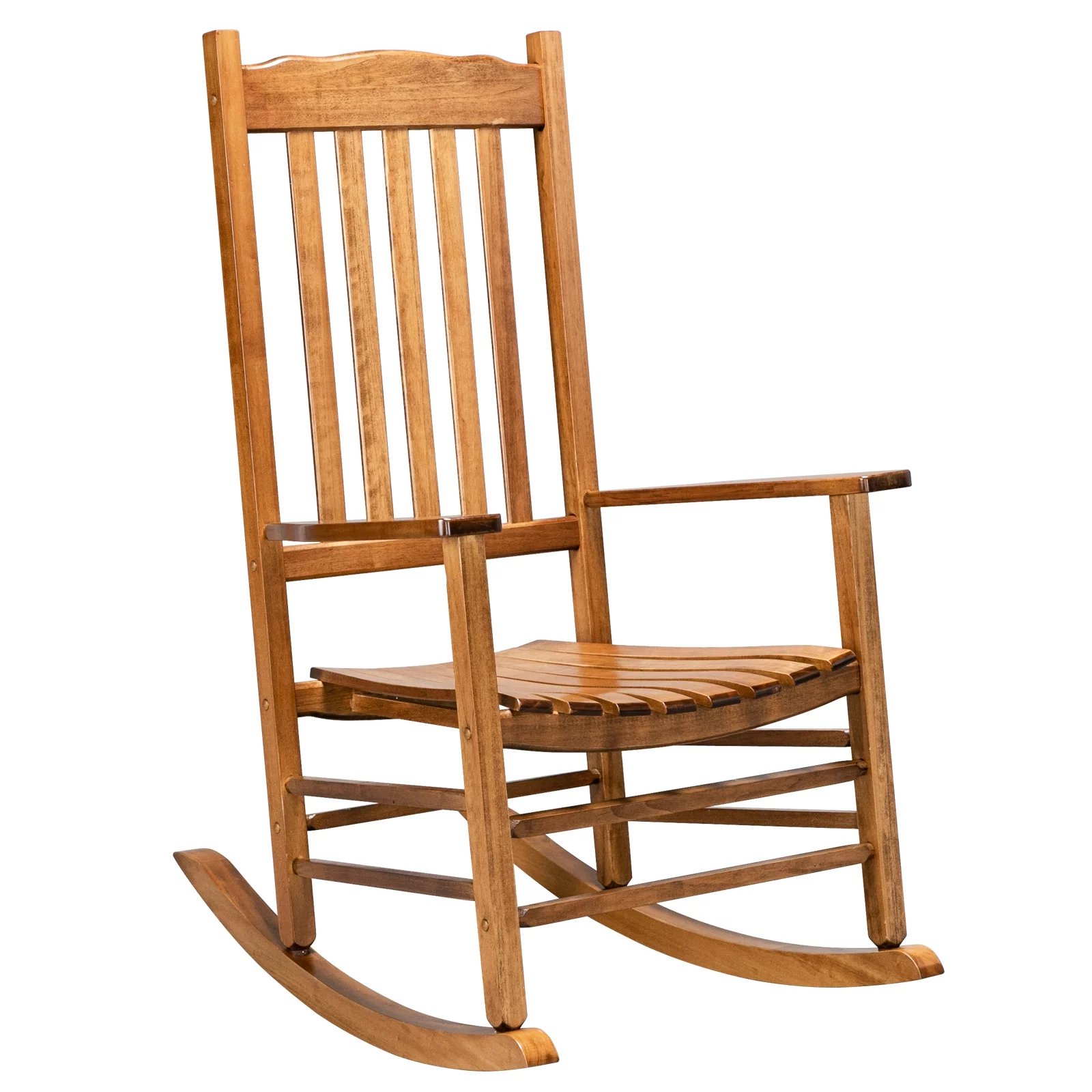 Wooden Rocking Chair with Wavy Backboard, Original Color, 68.5*86*115CM - Comfortable Seating, Relaxing Rocking Motion, Durable Design - Ideal for Outdoor Porch or Patio Use