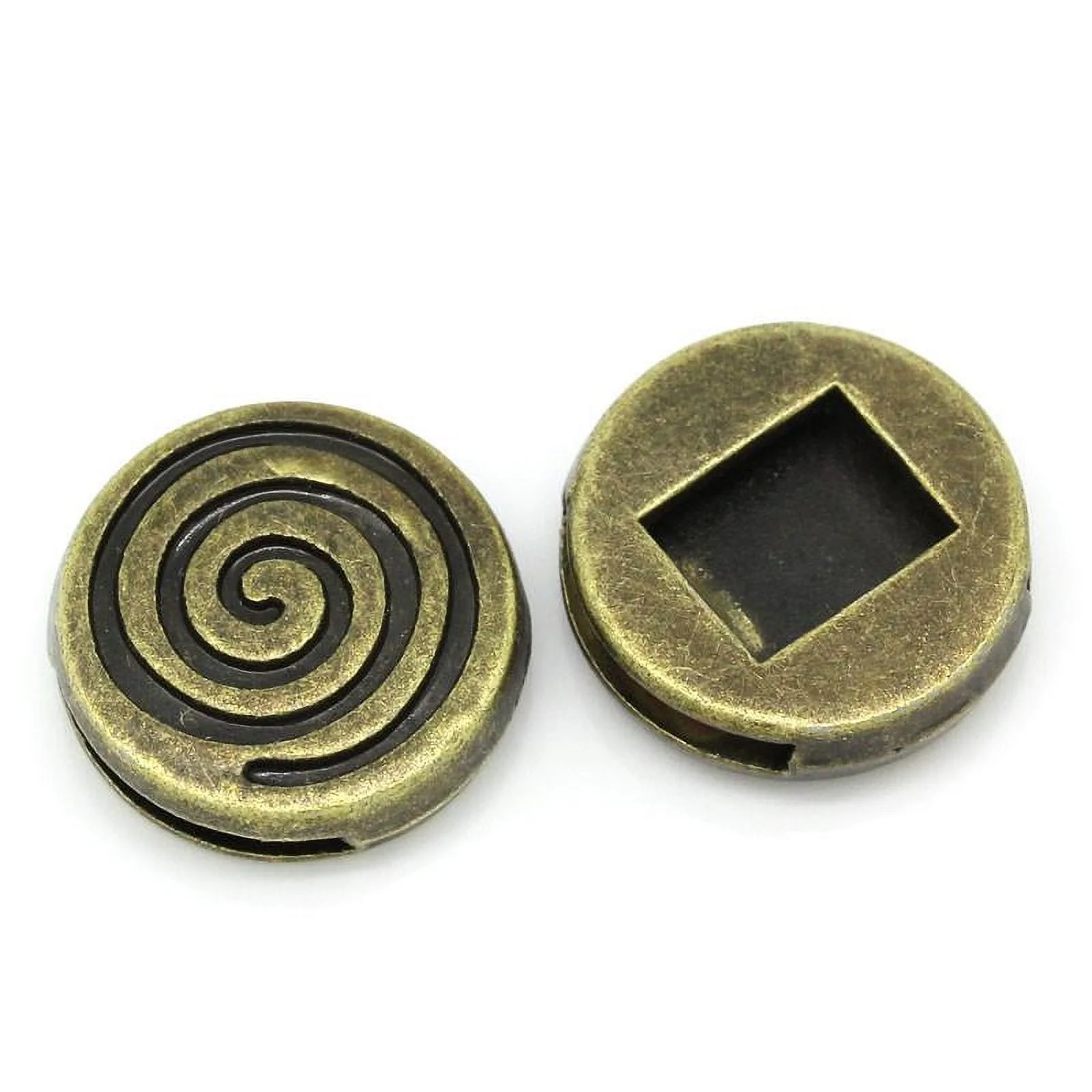 Sexy Sparkles 4 Pcs Beads Slide Buttons Fit Watch Bands/wristbands (Spiral Bronze Tone)