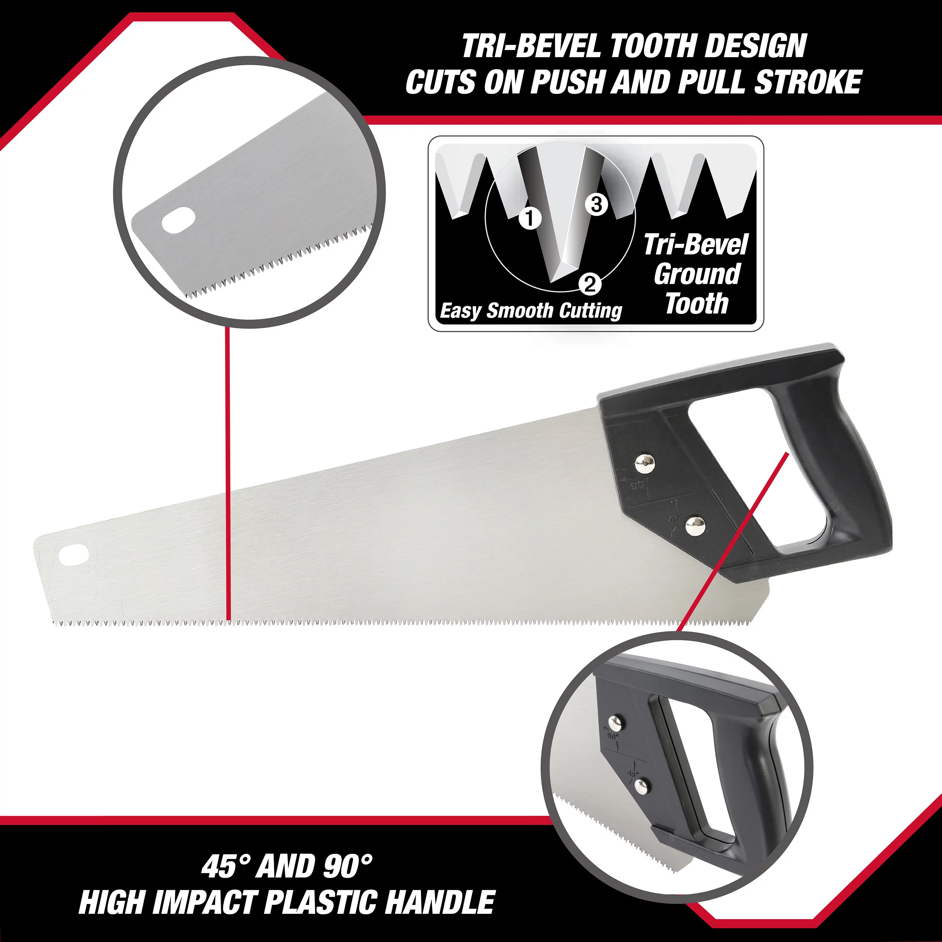 Hyper Tough 15-Inch, 8 Tooth Per-Inch Handsaw, 935PL15