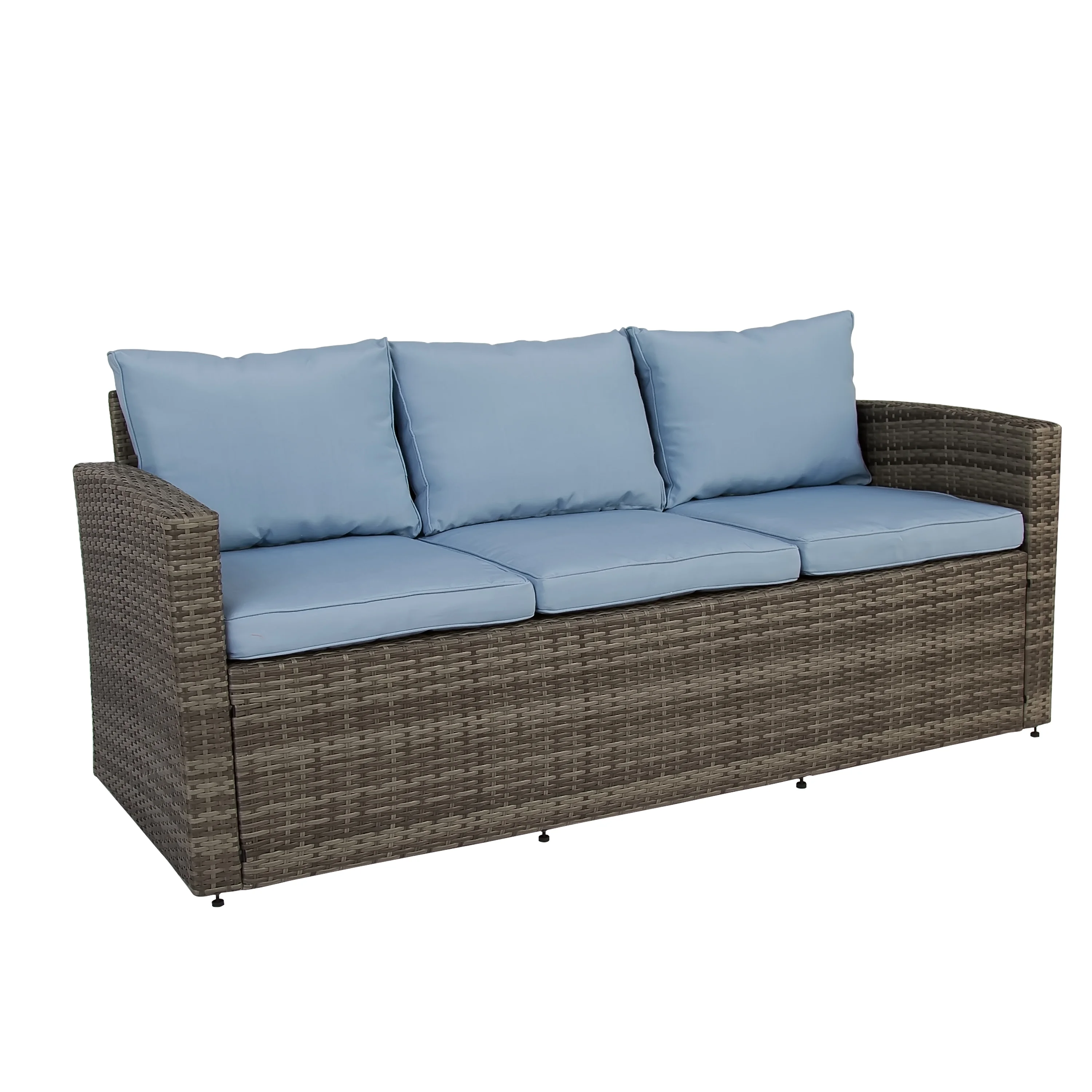 Incadozo 5PC All-Weather Wicker Patio Seating Set, Gray/Blue