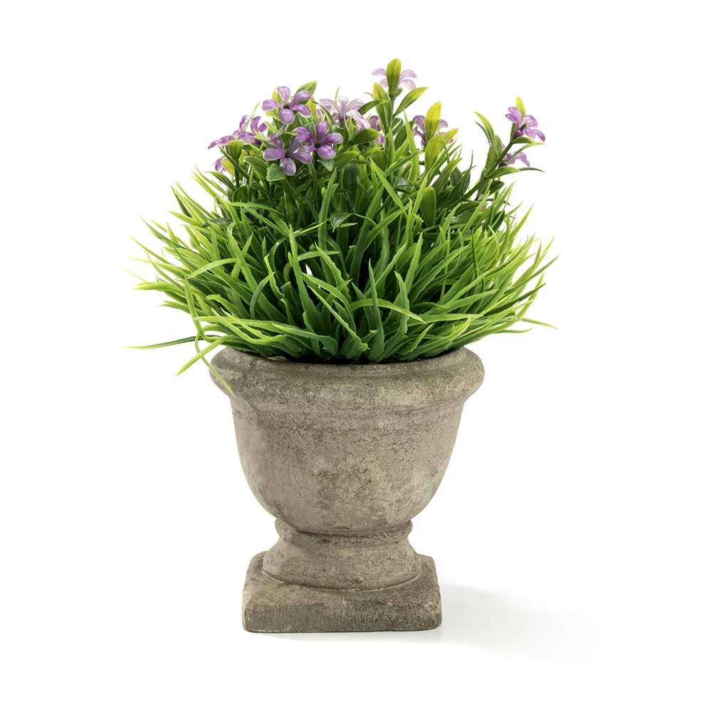 K-Cliffs Mini Artificial Purple Flowers in Trophy Design Paper Pulp Pot,Dimensions: Overall- 6.3Dia x 6.7H inches; Pot- 3.5Dia x 3.5H inches