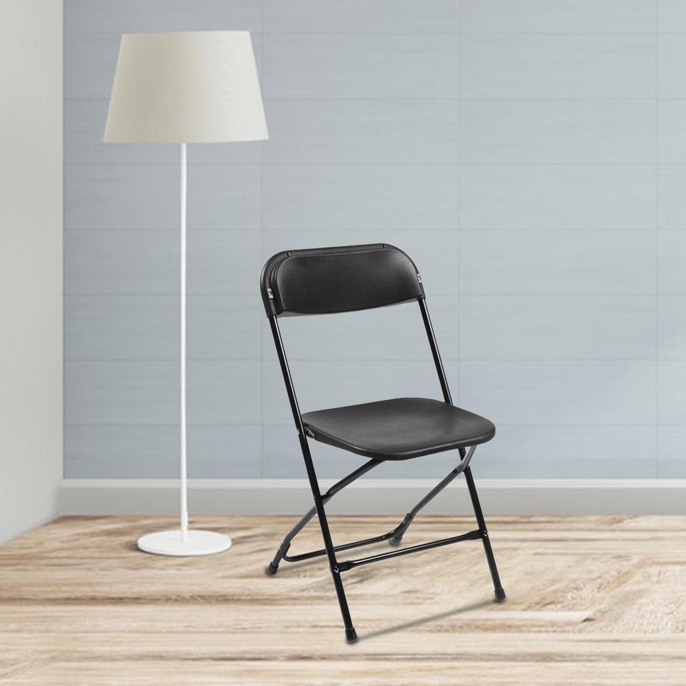4Pcs Commercial White Plastic Folding Chairs Stackable Wedding Party Seat Black