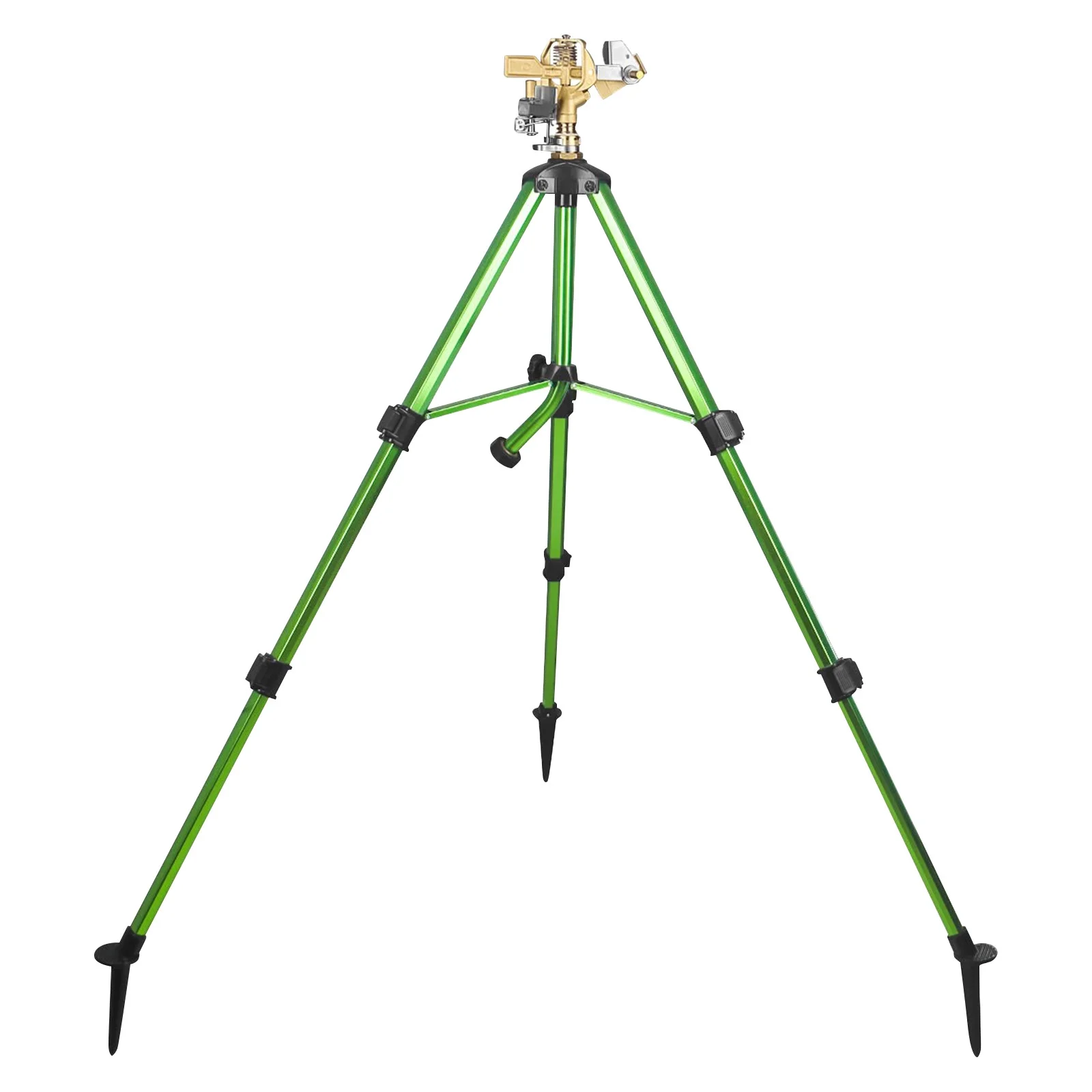 Tinyansi Impact Sprinkler, Heavy Duty Brass In-Ground Impact Sprinkler, Tripod Base, 360 Degree, 0-36 Feet Large Area Coverage, Adjustable Height 21-37 Inches, Suitable For Lawns, Patios