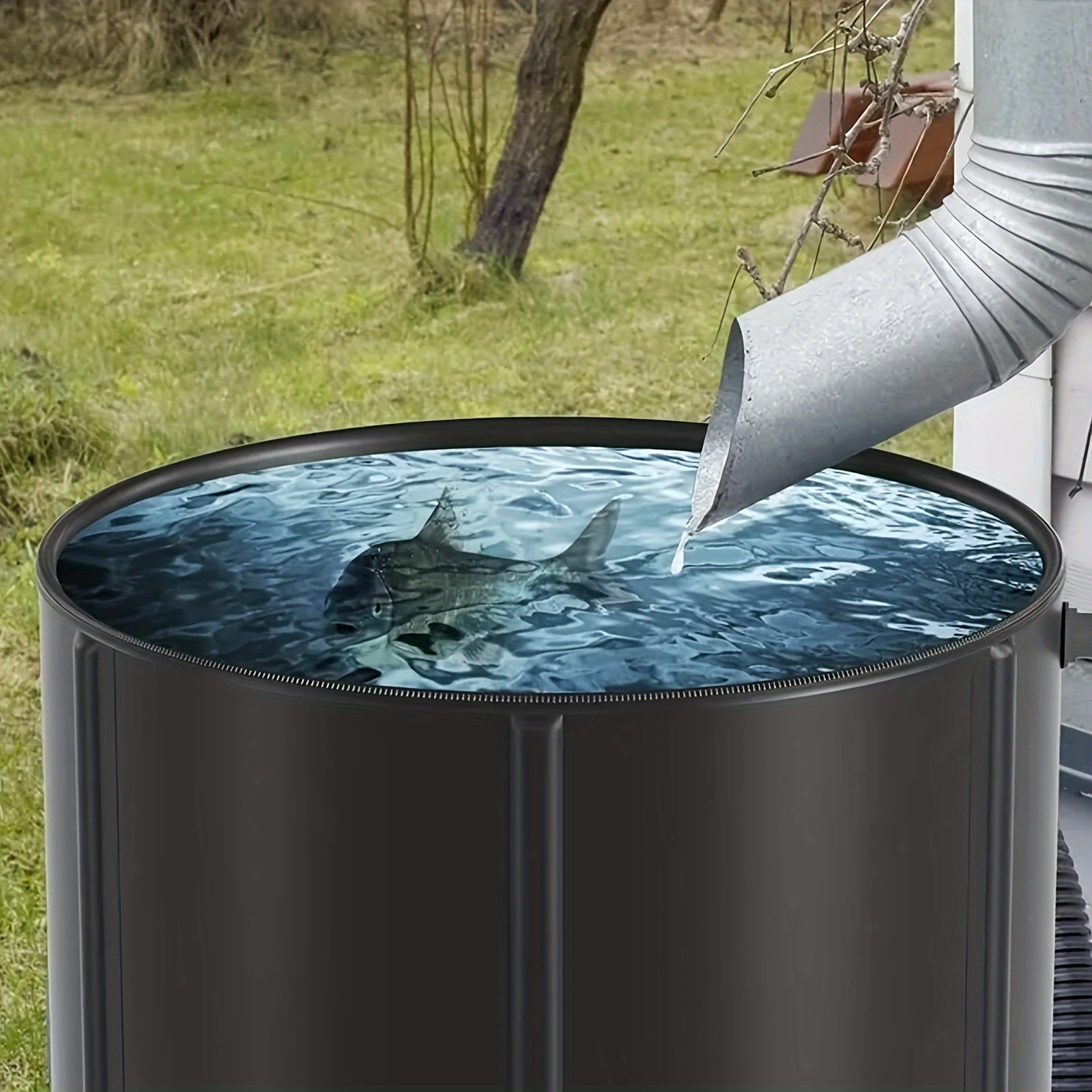 26.5 Gallon Collapsible Rain Barrel, Large Capacity, Portable Rain Barrels, Portable Water Tank Storage Container, PVC Rainwater Collection System Including Spigots and Overflow Kit