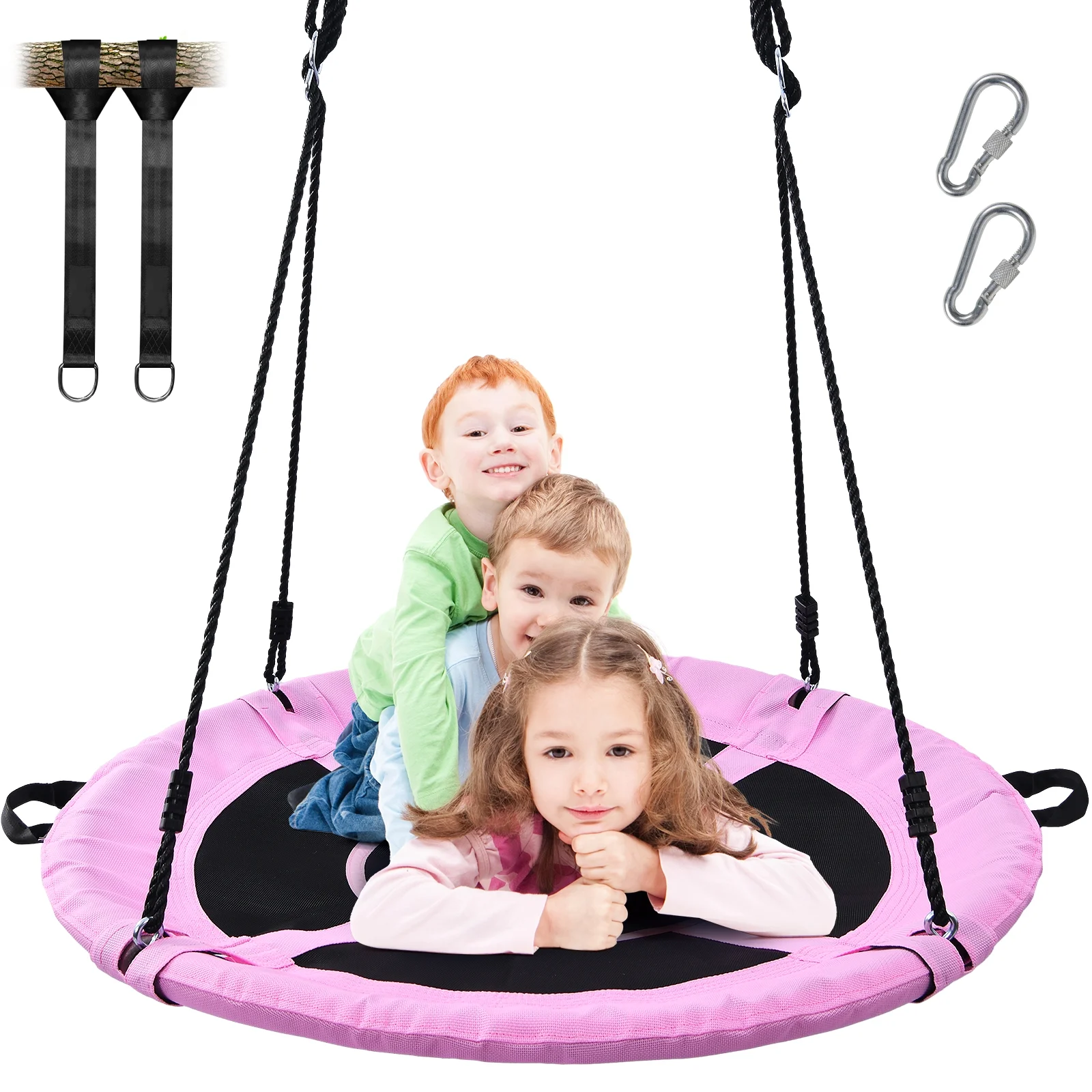 Trekassy 700lb 40 inch Saucer Tree Swing for Kids Adults Waterproof with 2pcs Tree Hanging Straps, Steel Frame and Adjustable Ropes